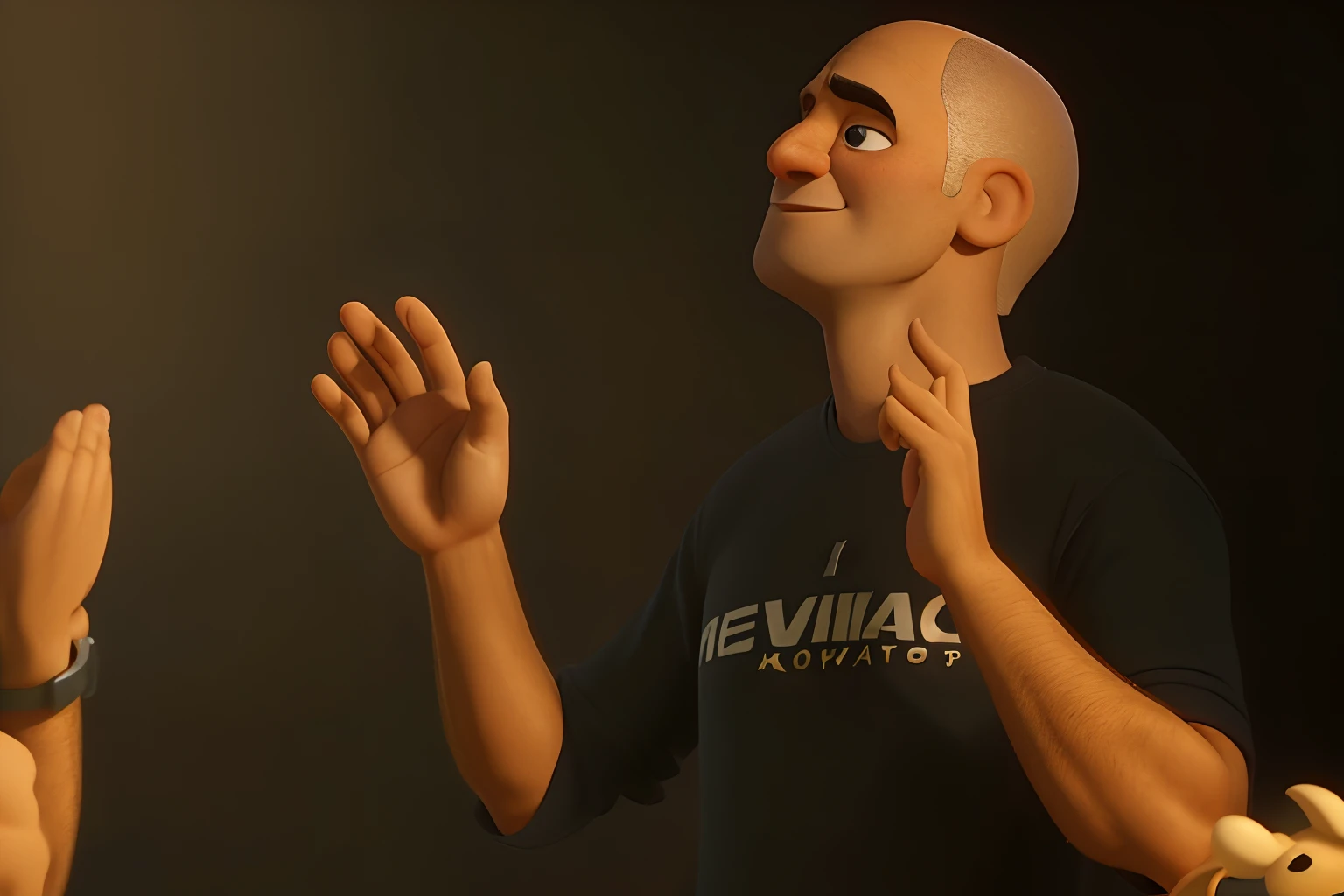 Homem careca estilo pixar, rosto alta qualidade,olhos alta qualidade, boca alta qualidade, nariz com alta qualidade, alta qualidade, melhor qualidade