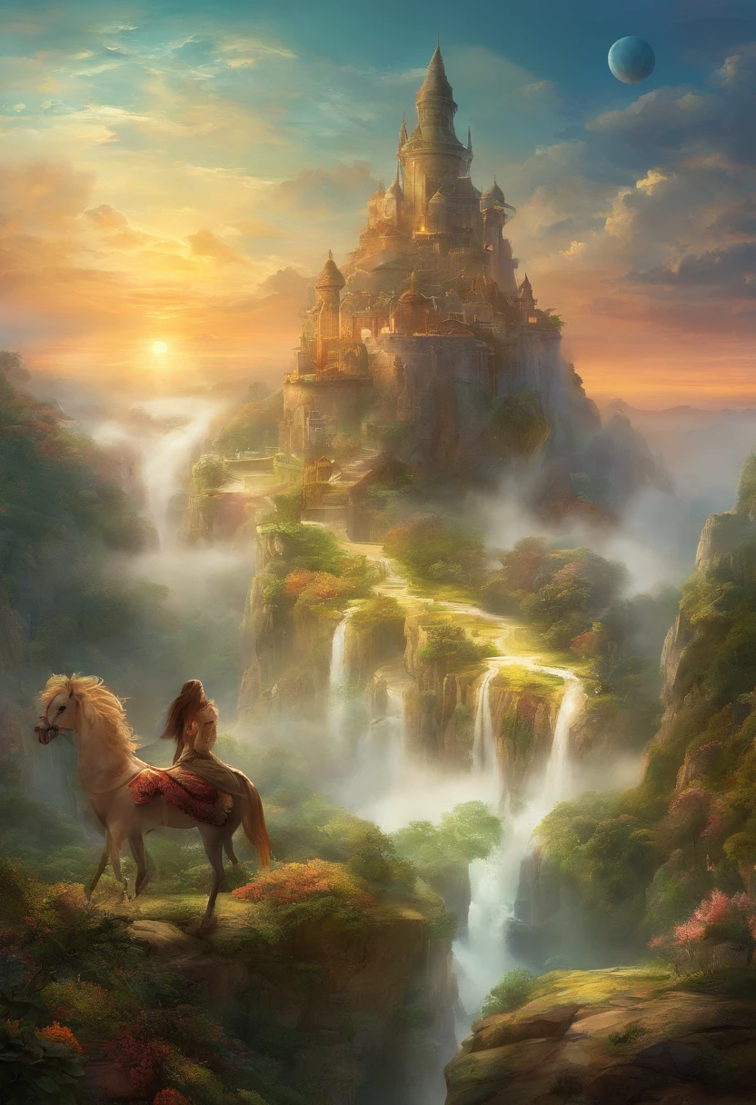 best quality, masutepiece, 超A high resolution, (fotos realistas:1.4), Surrealismo, Semelhante a um sonho,FusionArt,rua em uma terra de fadas fantsy