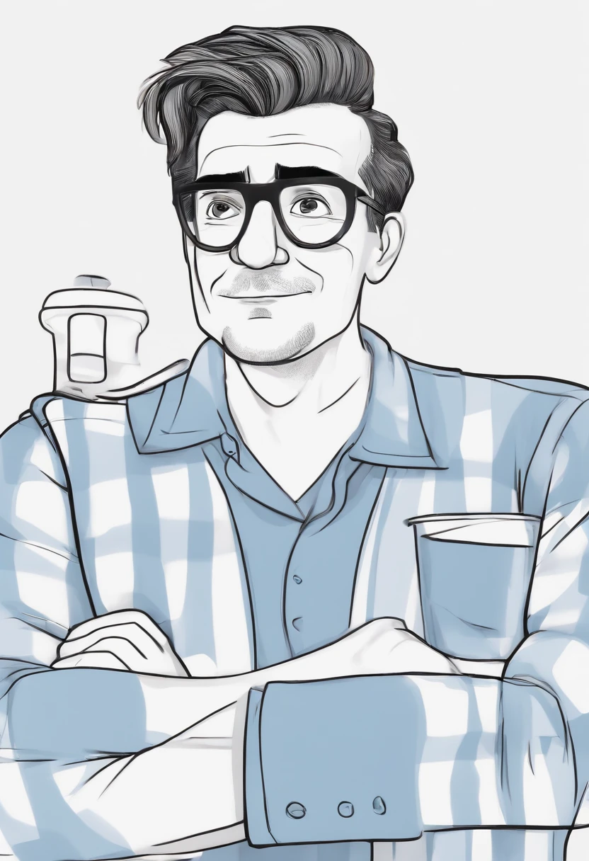 Cartoon character of a man with black glasses and a blue shirt, animation character, Caractere estilizado, animation style rendering, 3D estilizado, Arnold Maya render, 3 d render stylized, toon render keyshot, Personagem 3D, Personagem 3D, 3d rendering stylized, 3 d character render, personagem de desenho animado, Personagem de close up, Pose de personagem, (Estilo Pixar) (master part:1.2) (Bokeh) (best quality) (pele detalhada) (textura detalhada) (8k) (argila) (Cinematic lighting) (foco nítido