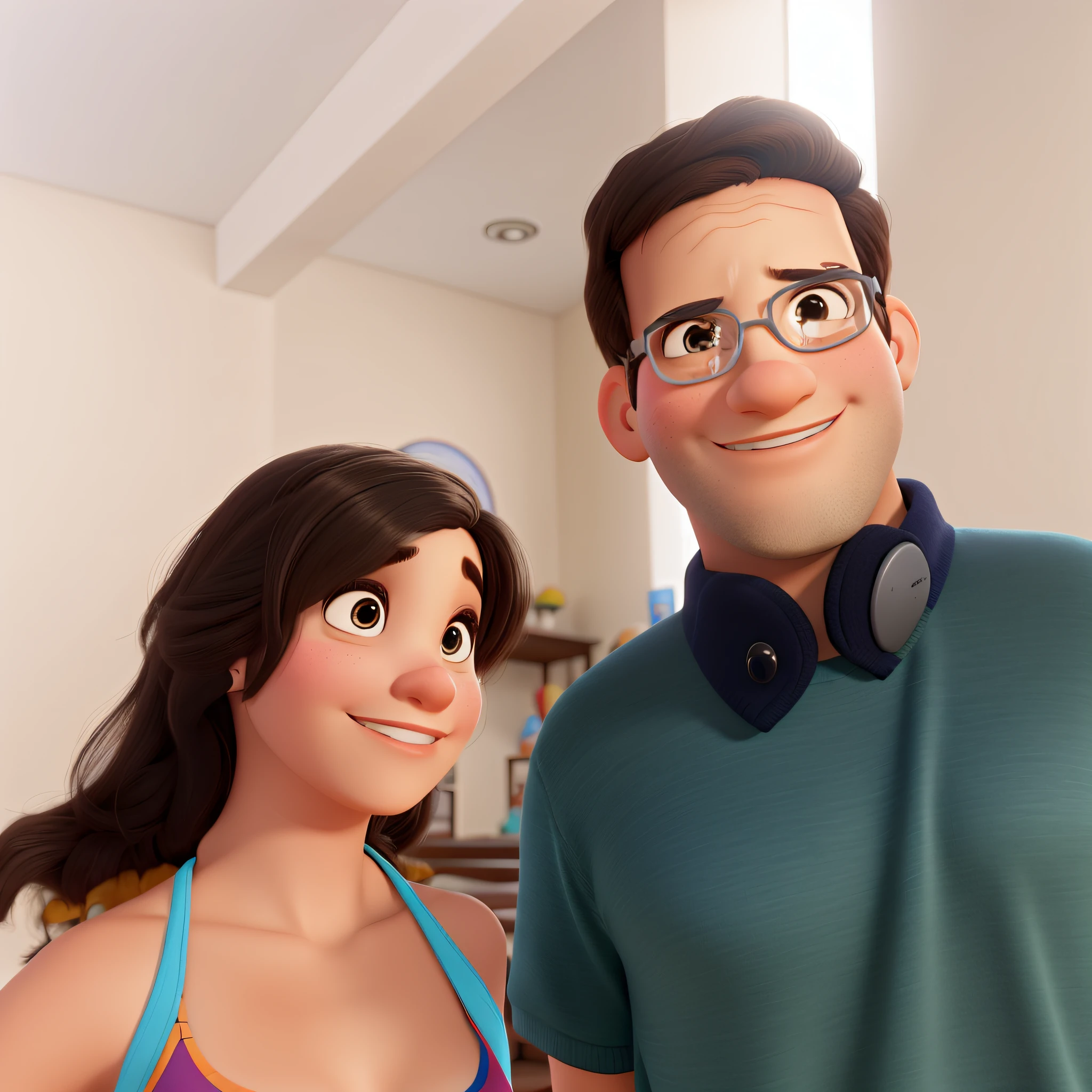 DUAS PESSOAS EM UMA SALA, ESTILO PIXAR, ALTA QUALIDADE, MELHOR QUALIDADE