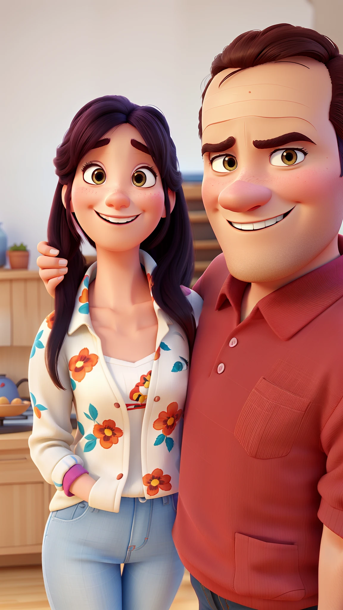 A Happy Woman and Man Pixar Animation Style with High Quality