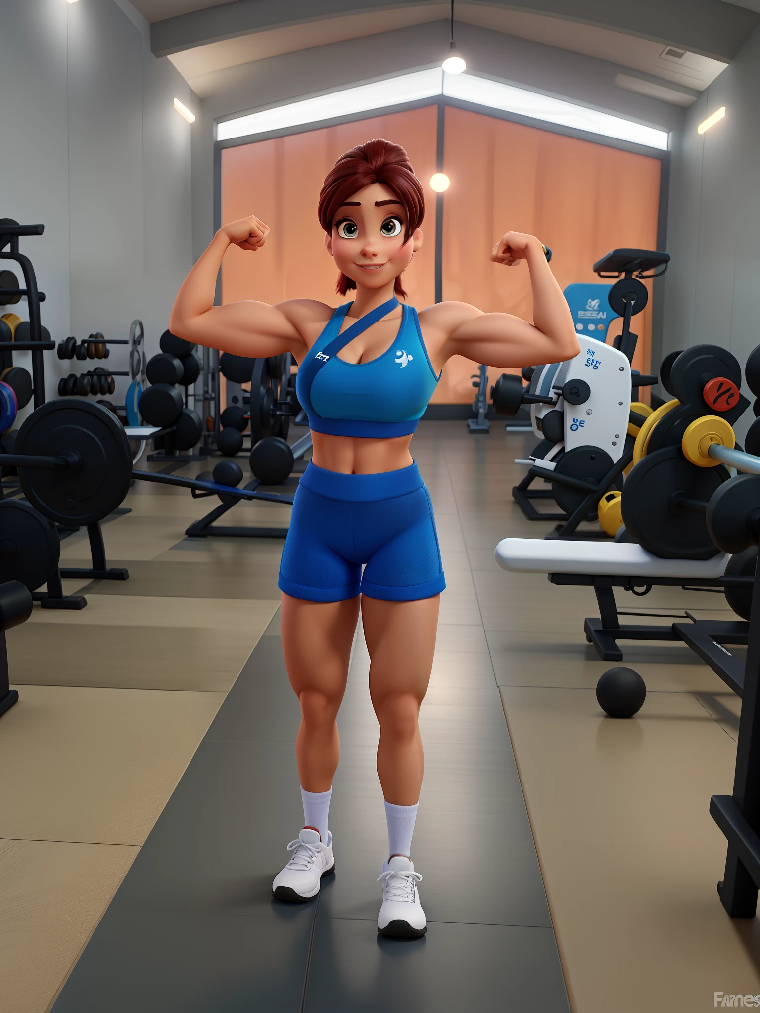 MULHER E FITNESS COM CABELOS ESCUROS E OLHOS ESCUROS DISNEY PIXAR. alta qualidade melhor qualidade