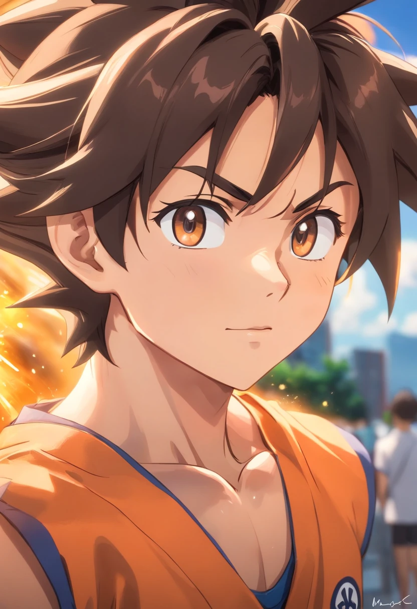 Dragon bola goku，Grande macaco，head portrait，Close-up，de um real，Facial features are carefully described，textura de pele realista，Estilo escuro，profundidade de campos，Luz alta，luz real，Traching de raias，oc renderizado，hyper-realistic，melhor qualidade，8k，Obras de mestres，super-fino，pelos pubianos detalhados，anatomia correta，sharp focus on eyes，Bokeh，Facial features are carefully described