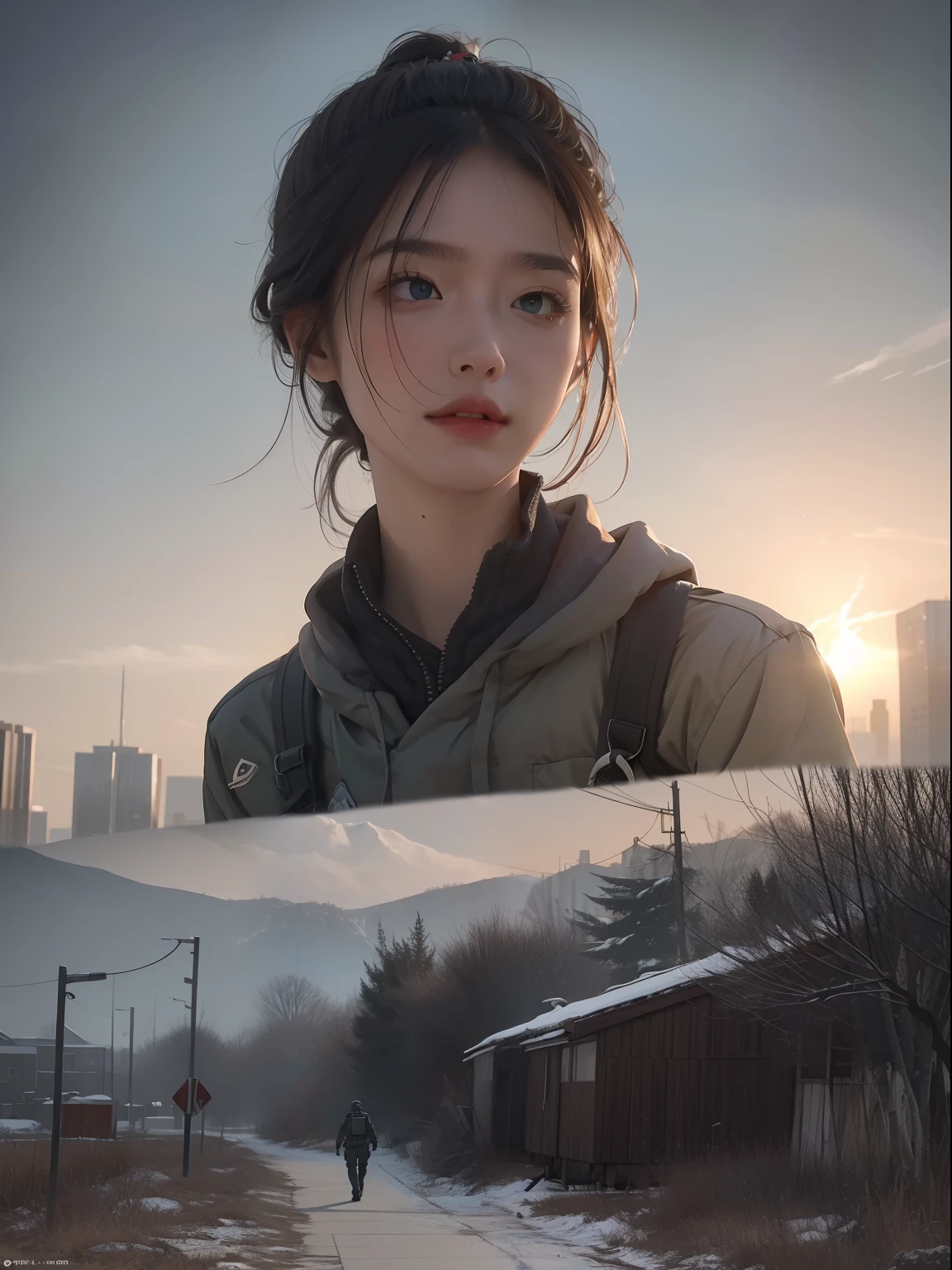 Professional Lighting,(Realistic:1.4), (Top image quality:1.0), (超A high resolution:1.0), 8k, Raw photography, (masterpiece:0.2), (Dealing with the Children_v1:0.5)、(最高quality Detail:1.2)、Realistic、8k is、High resolution、(1 girl:1.2)、超detailedな、High quality textures、(((it's snowing))),Intricate details、detailed、Very detailed CG、High quality shadows、detailed 美しく繊細な顔、Beautiful details and a delicate eye、(Symmetrical eyes:1.2),Written boundary depth、Ray Tracing,1 girl, Japanese Girls, (Natural smile:1.4),cute, thin, kimonoを着た美しい日本人女性の肖像画, Temples in Kyoto City々Standing Up Together. 鮮やかな伝統模様のkimono, Hair decorated with elegant and delicate hairpins, Gentle expression. (With the old streets of Kyoto in the background:1.4)、The soft light of a spring afternoon、Adding tranquility to the scene. Rendered in a Realistic style with great attention to detail, High resolutionの画像.Sky Porn, Magic Hour, (Realistic:1.3), finely, quality, (Tabletop:1.2), (Realistic:1.2), (最高quality), (複雑なdetailed), dramatic, Ray Tracing, photograph, +roller,Holding a Japanese sword、kimono