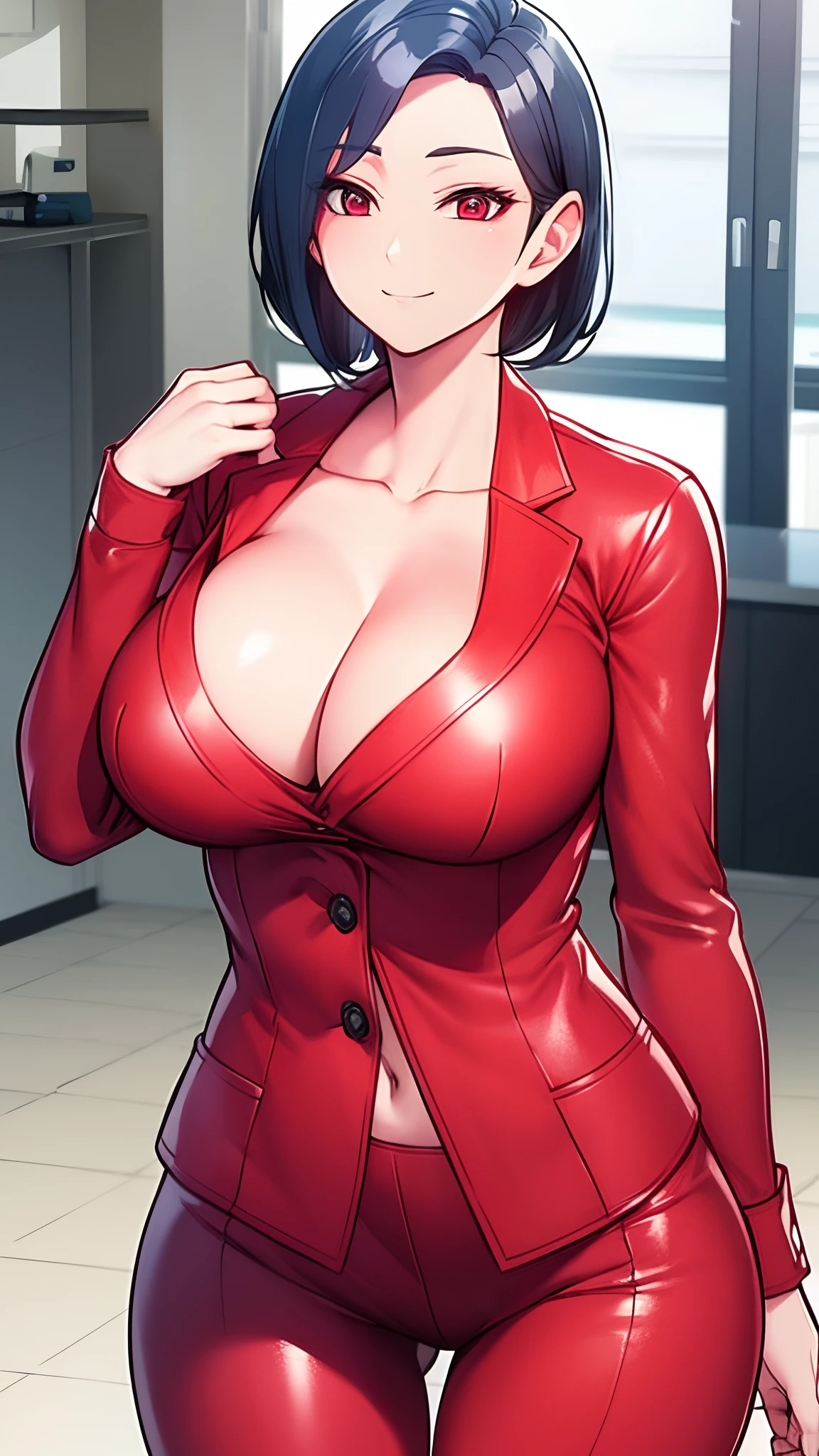 Resident Evil 6,ada,Ada Wong,ultra-quality,Photorealsitic,a red jacket,Black leather pants,An ultra-high picture quality,Digital SLR,Based on anatomical grounds,Depicted in detail,Colossal tits,A slight smil,Detailed face,realistic skin textures,​masterpiece,Vivid details,perfect anatomia,Super Detail,sexy  pose,Complex 3D Rendering,