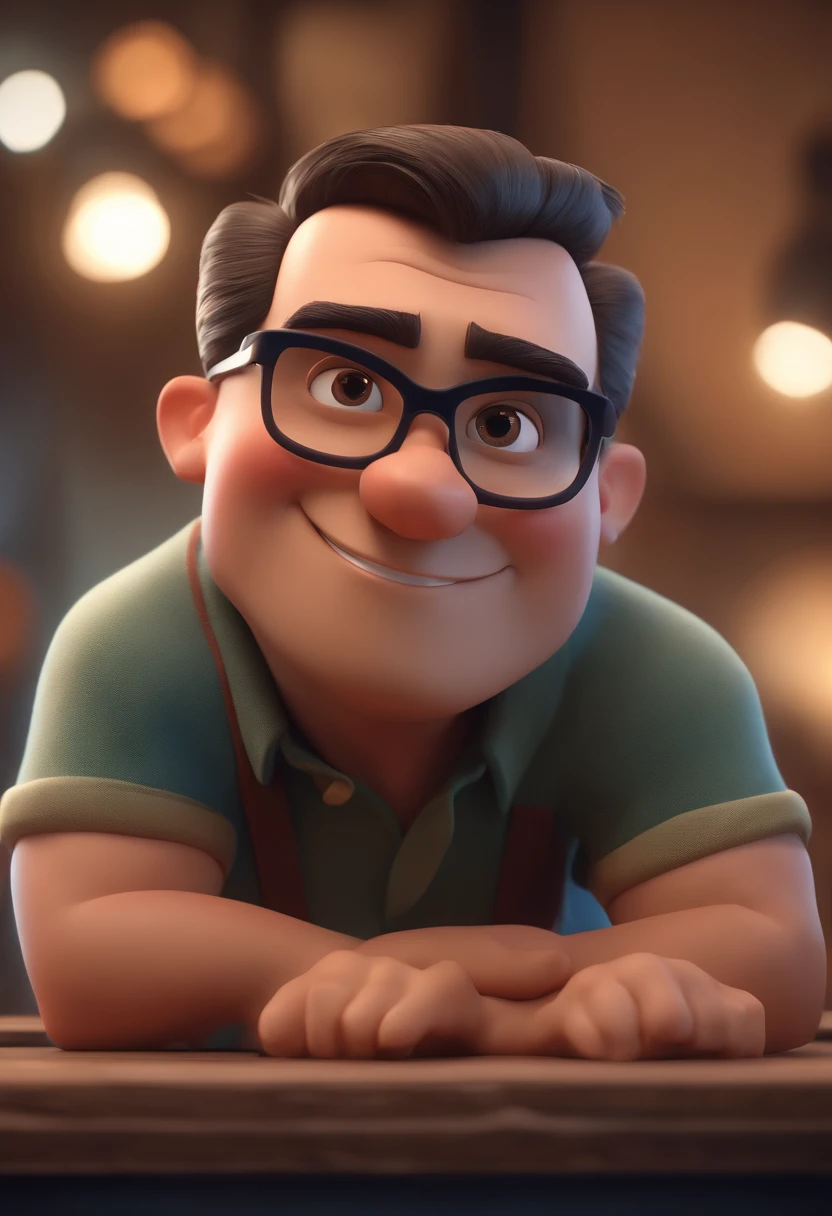Cartoon character of a man with black glasses and a blue shirt, animation character, Caractere estilizado, animation style rendering, 3D estilizado, Arnold Maya render, 3 d render stylized, toon render keyshot, Personagem 3D, Personagem 3D, 3d rendering stylized, 3 d character render, personagem de desenho animado, Personagem de close up, Pose de personagem, (Estilo Pixar) (master part:1.2) (Bokeh) (best quality) (pele detalhada) (textura detalhada) (8k) (argila) (Cinematic lighting) (foco nítido