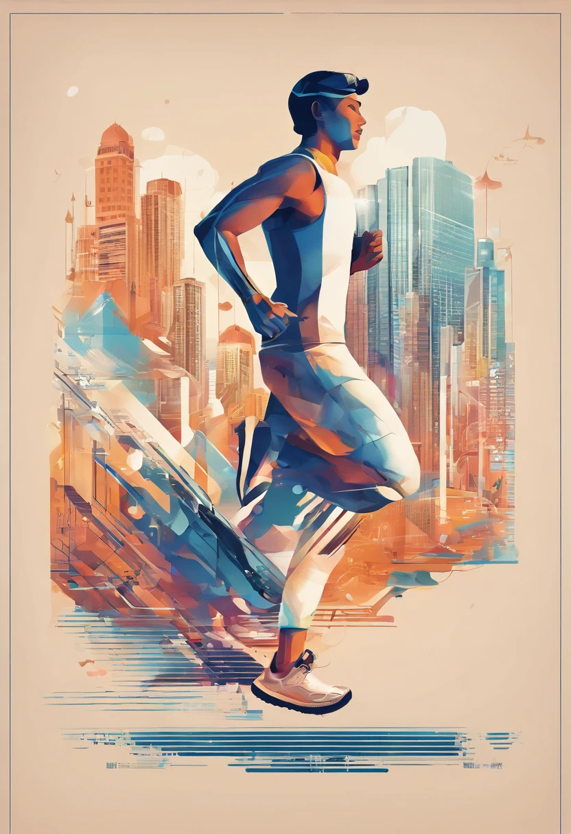 1.simple minimal tech illustration,manjogging,by the waterfront,by slack and dropbox,styleof behance