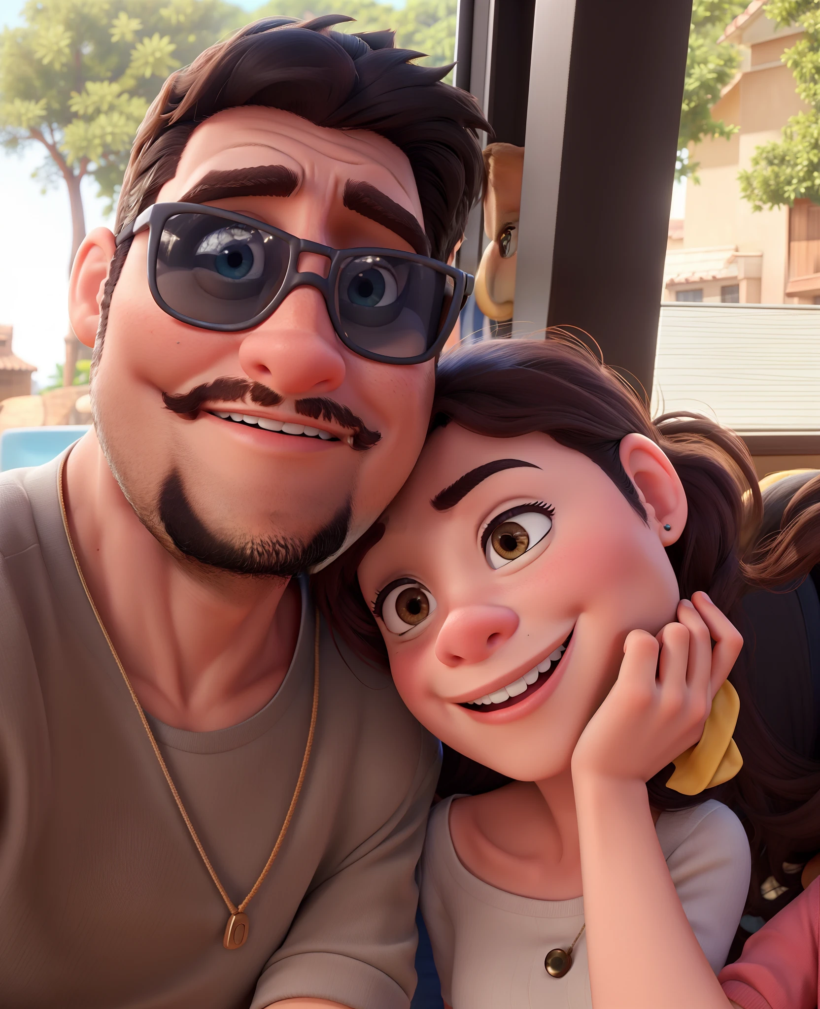 Casal no estilo Disney Pixar, alta qualidade, melhor qualidade