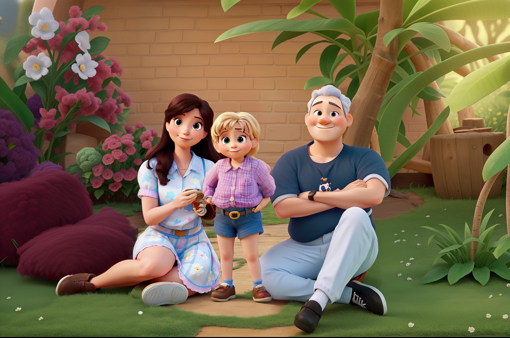 Papsi, Mommy and  girl Disney Pixar style, imagem de alta qualidade, muita qualidade