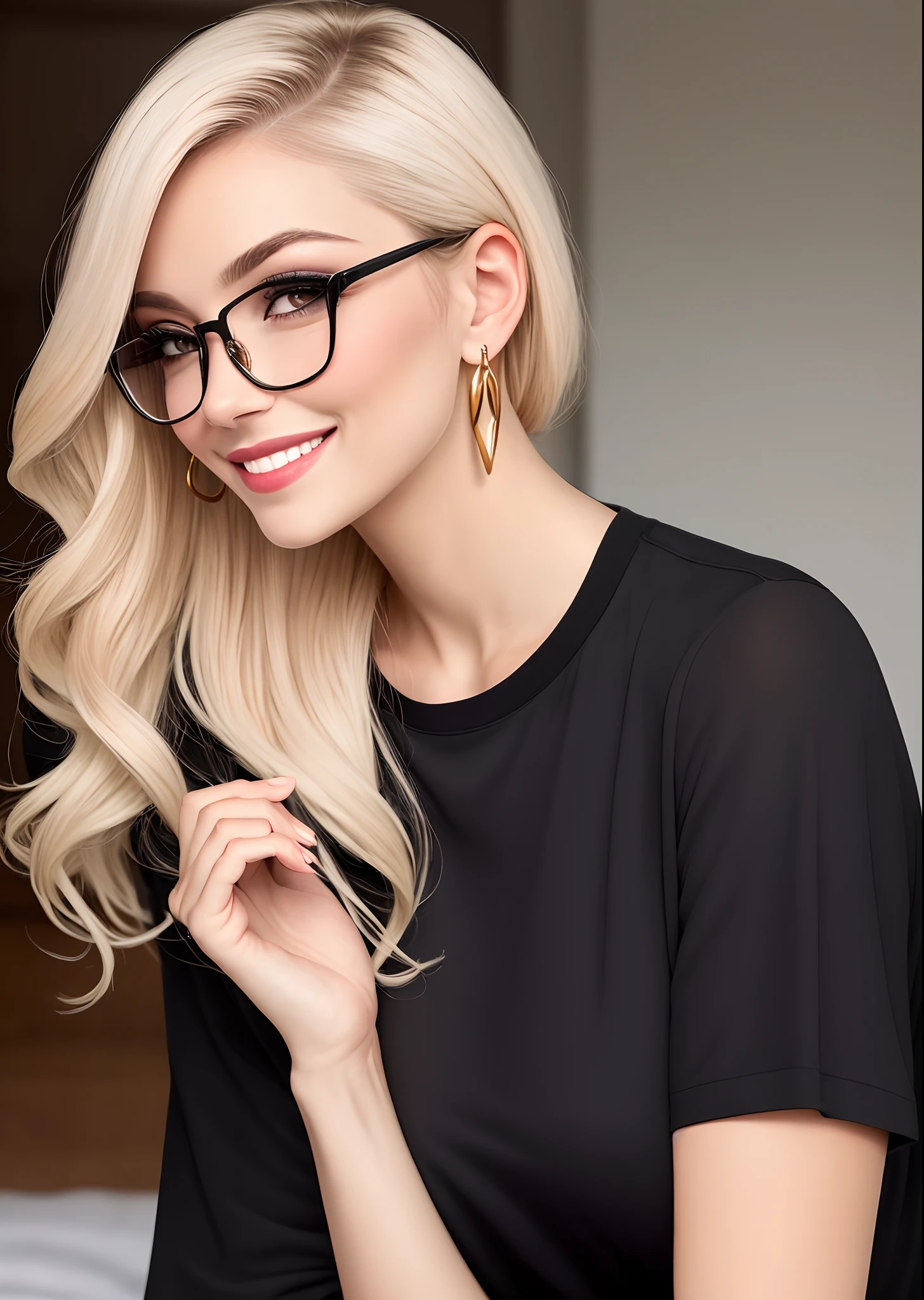 A imagem mostra uma mulher com cabelos longos e escuros, smiling at camera. She's wearing makeup, incluindo um tom de base, And she's posing for the picture. The woman is dressed in a black shirt, that complements your smile and expression.
A mulher tem olhos castanhos escuros, com um tom de base que complementa sua pele. Your smile is genuine and contagious, And she seems to be comfortable and happy. The position of the photo captures the woman in profile, mostrando seus olhos e boca bem definidos.
Woman is not wearing visible accessories, such as glasses or earrings, But her makeup is the main highlight of the image. The black shirt she's wearing is sleek and sophisticated, e ela parece estar se sentindo bem em sua roupa.