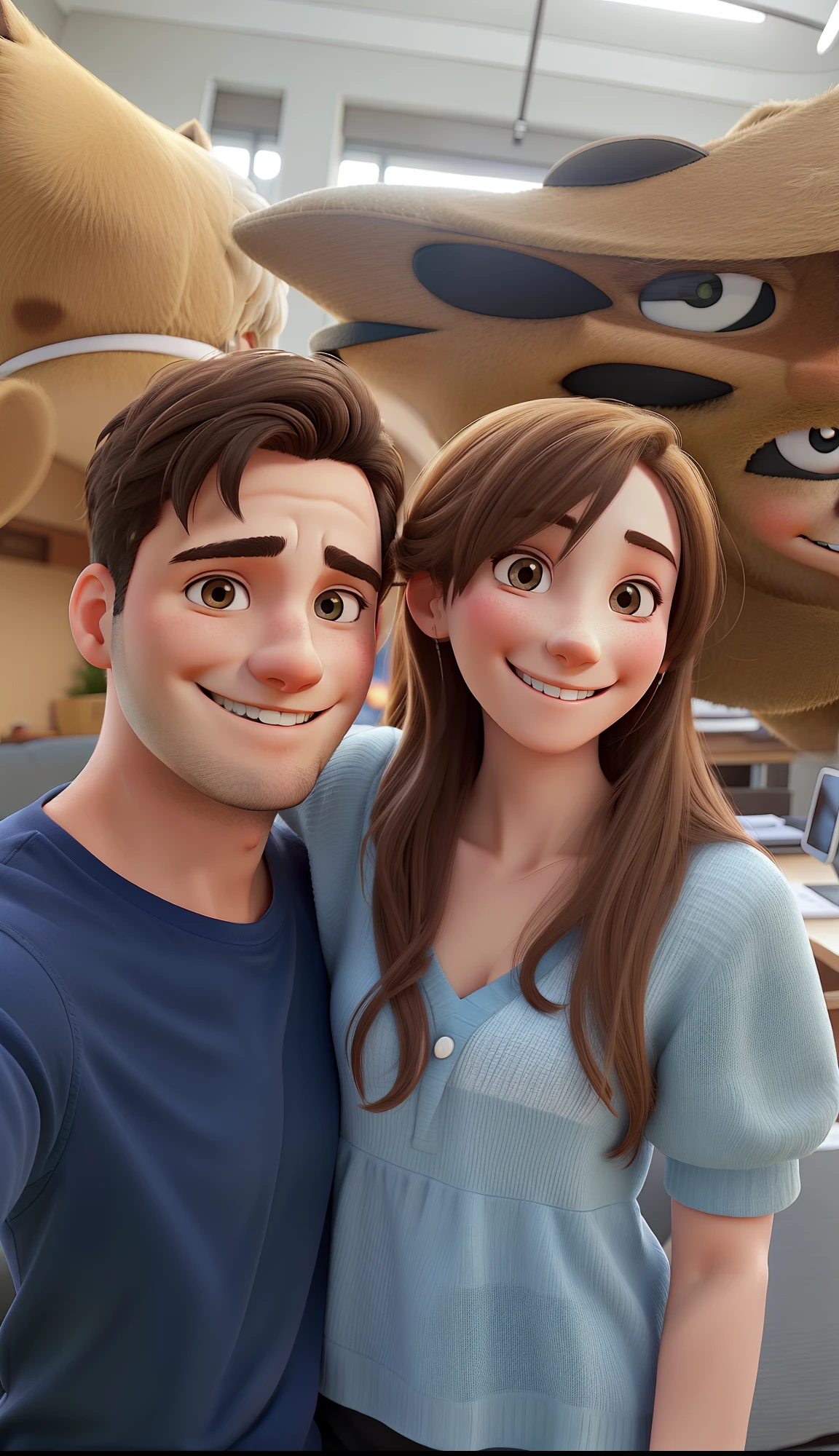 Hugging couple smiling at a selfi