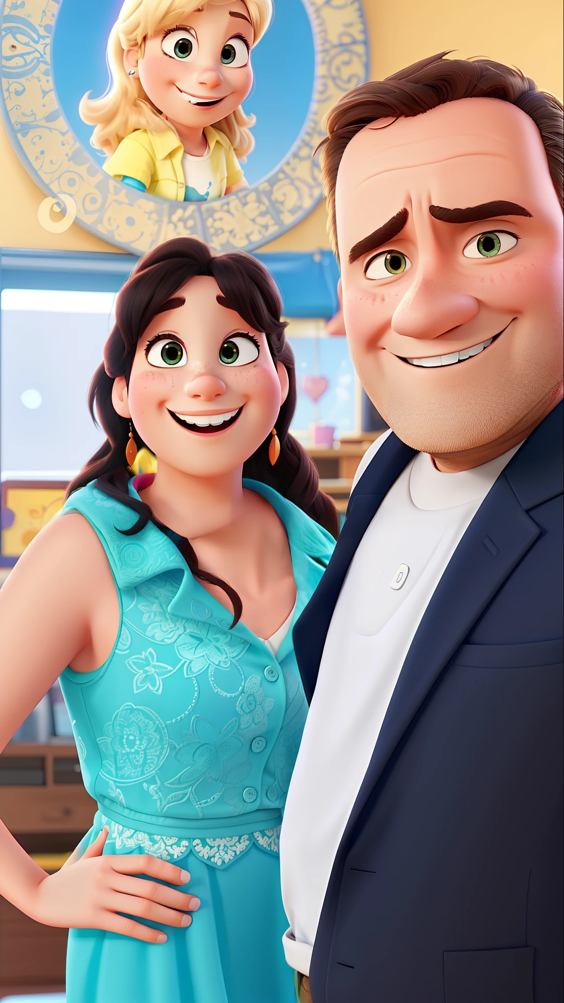 A happy couple in Pixar animation style in high quality