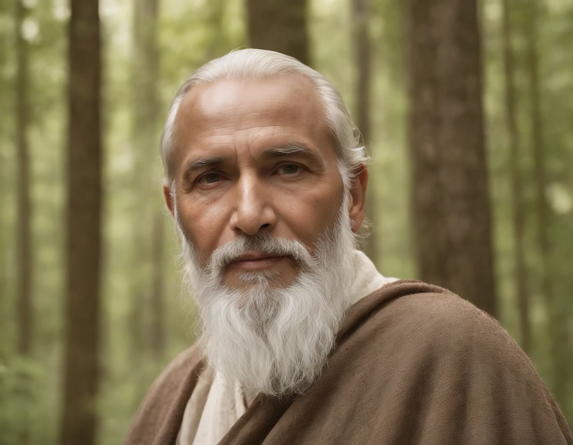 best quality,4k,8k,highres,masterpiece:1.2,ultra-detailed,(realistic,photorealistic,photo-realistic:1.37),portrait,elderly man,white beard,black skin,wise expression,detailed face,detailed eyes,long white beard,wisdom personified,majestic presence,sitting in a lush forest,direct gaze into the lens,nature immersion,wisdom and nature intertwined,gently smiling lips,wisdom embraced by nature,serene atmosphere,peaceful surroundings,ancient wisdom,tranquil environment,calm demeanor,great attention to detail,wisdom radiating from eyes,immersed in the beauty of the forest,symbol of knowledge and experience,deep and thoughtful gaze,gentle sunlight filtering through the trees,harmony with nature,wisdom embodied,roots of wisdom intertwined with the roots of the forest,masterpiece of a wise man's portrait,subtle play of light and shadows,serene and introspective expression,sublime presence,keen eyes,calm and composed posture,forest dwellers,secrets of the woods,woven into the fabric of the forest,peaceful coexistence.