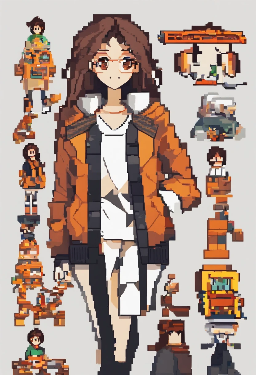 (Obra maestra:1.4), (La mejor calidad:1.2), Yoo Sangah, 1girl, Camisa blanca, brown jacket, cabello naranja, Parte superior del cuerpo
