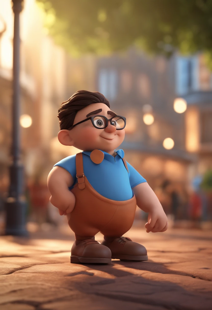 Cartoon character of a man with black glasses and a blue shirt, animation character, Caractere estilizado, animation style rendering, 3D estilizado, Arnold Maya render, 3 d render stylized, toon render keyshot, Personagem 3D, Personagem 3D, 3d rendering stylized, 3 d character render, personagem de desenho animado, Personagem de close up, Pose de personagem, (Estilo Pixar) (master part:1.2) (Bokeh) (best quality) (pele detalhada) (textura detalhada) (8k) (argila) (Cinematic lighting) (foco nítido
