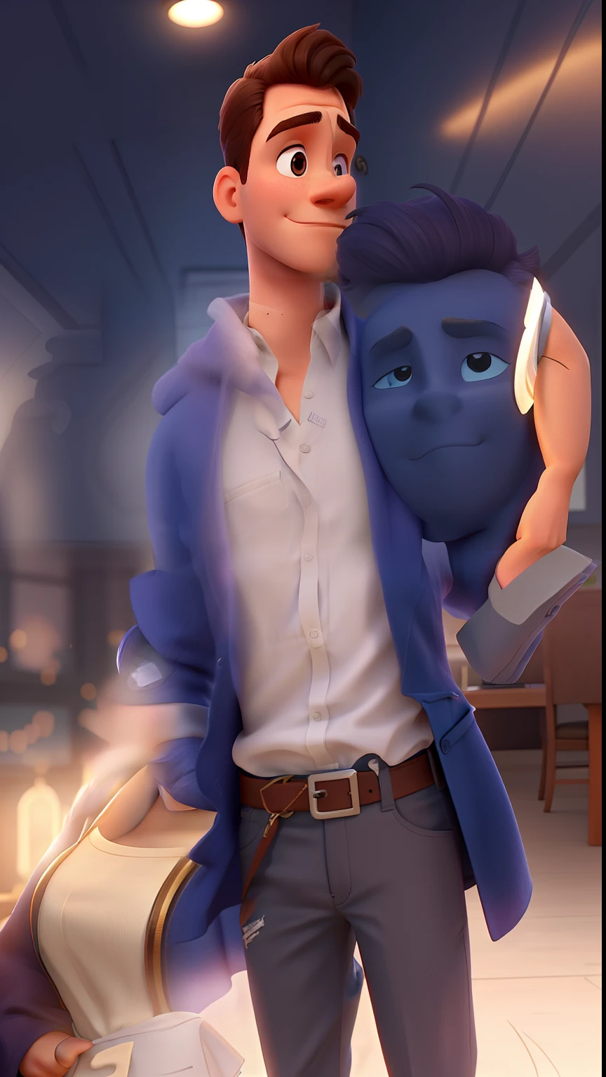 Pode criar imagem de corpo inteiro, adjusting the height difference between the characters so that the woman is slightly taller than the man?