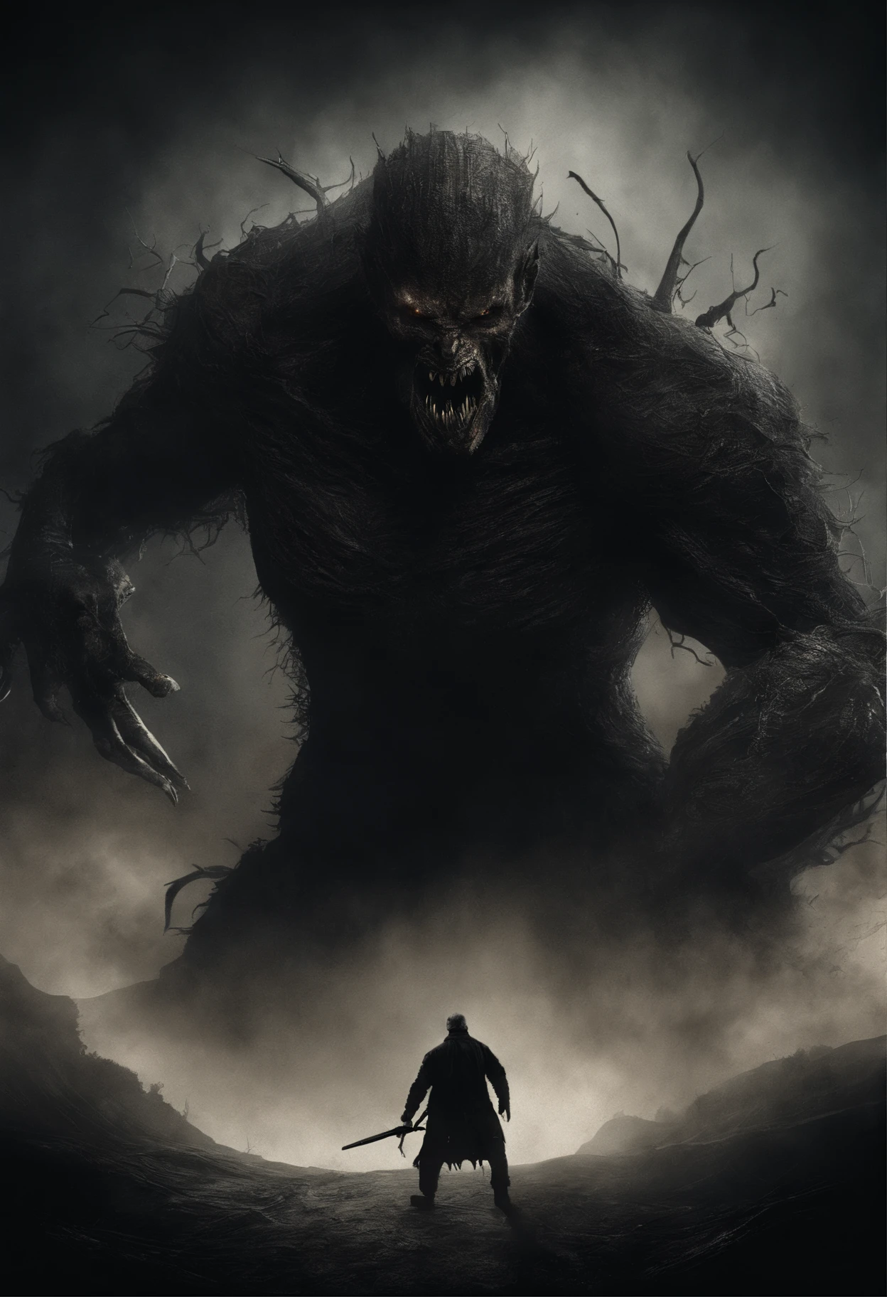 Ghost monsters are huge, with dark red eyes, and their bodies are huge and muscular. They are fierce in appearance and have sharp teeth."