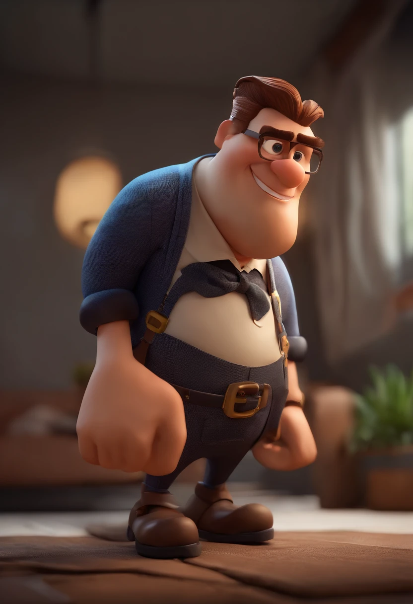personagem dos desenhos animados de um homem e uma camisa preta, With Short Beard Animation Character, Caractere estilizado, animation style rendering, 3D estilizado, Arnold Maya render, 3 d render stylized, toon render keyshot, Personagem 3D, Personagem 3D, 3d rendering stylized, 3 d character render, personagem de desenho animado, Personagem de close up, Pose de personagem, (Estilo Pixar) (master part:1.2) (Bokeh) (best quality) (pele detalhada) (textura detalhada) (8k) (argila) (Cinematic lighting) (foco nítido