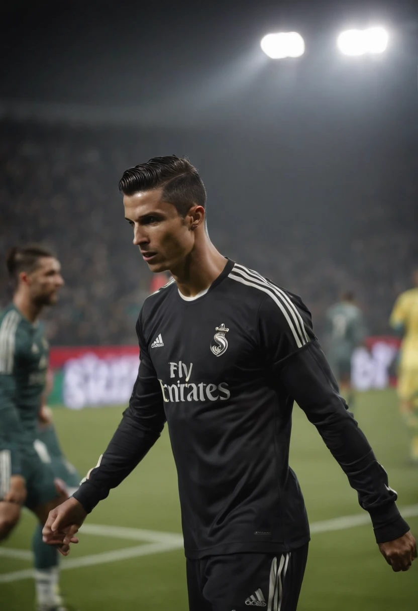 Cristiano ronaldo com roupa preta da adidas