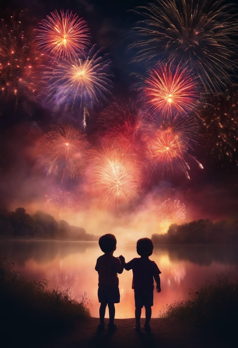 1 boy,1 littlesets off fireworks
