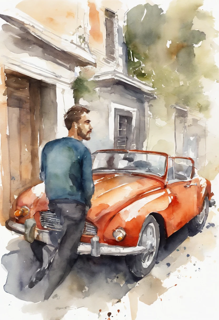 1.simple minimal tech illustration,man getting into a car by clack and dropbox,style of behance