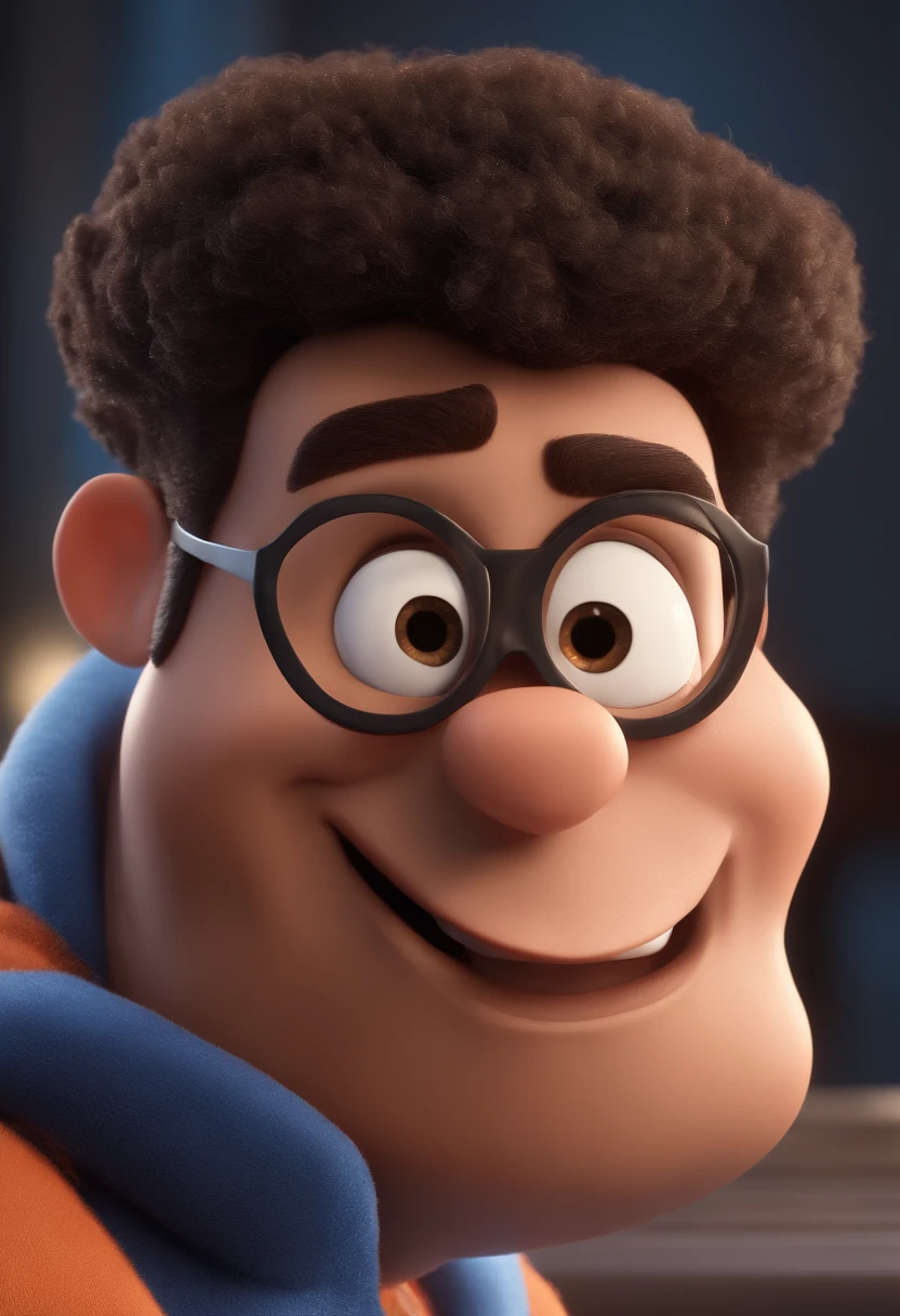 Cartoon character of a man with black glasses and a blue shirt, animation character, Caractere estilizado, animation style rendering, 3D estilizado, Arnold Maya render, 3 d render stylized, toon render keyshot, Personagem 3D, Personagem 3D, 3d rendering stylized, 3 d character render, personagem de desenho animado, Personagem de close up, Pose de personagem,  (Estilo Pixar) (master part:1.2) (Bokeh) (best quality) (pele detalhada) (textura detalhada) (8k) (argila) (Cinematic lighting) (foco nítido