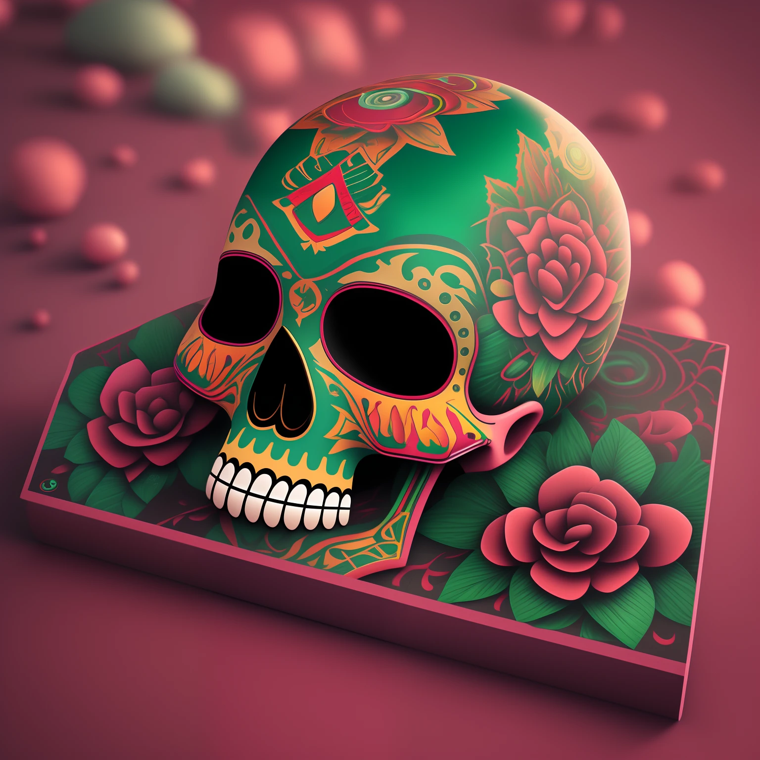 (psychedelic, vivid colors, 3d papercut shadow box made of colorful skulls) of a deck of collectible cards spilled on a table , text "megapack" is written on the box, intricate details, masterpiece, best quality, still life, long exposure photography, streaking lights, smooth motion, dreamy landscapes, ethereal atmosphere, light painting, creative expression, time manipulation, surreal effects, captivating visuals, artistic interpretation, immersive experience, unique perspective