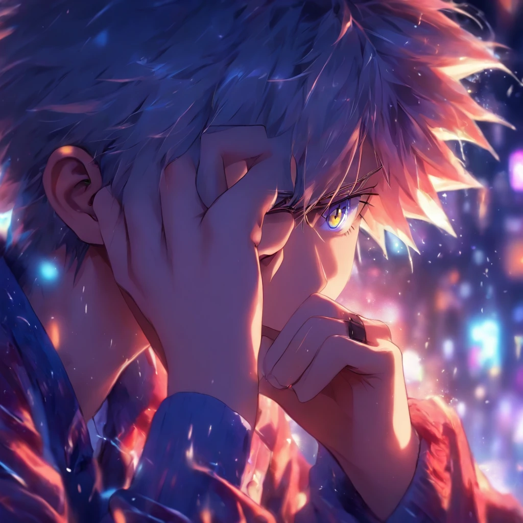 mtu,Look at your phone，weeping，sad，，relaxing,goodlooking,、Bright image、Clear facial expressions、Draw your fingers clearly、
