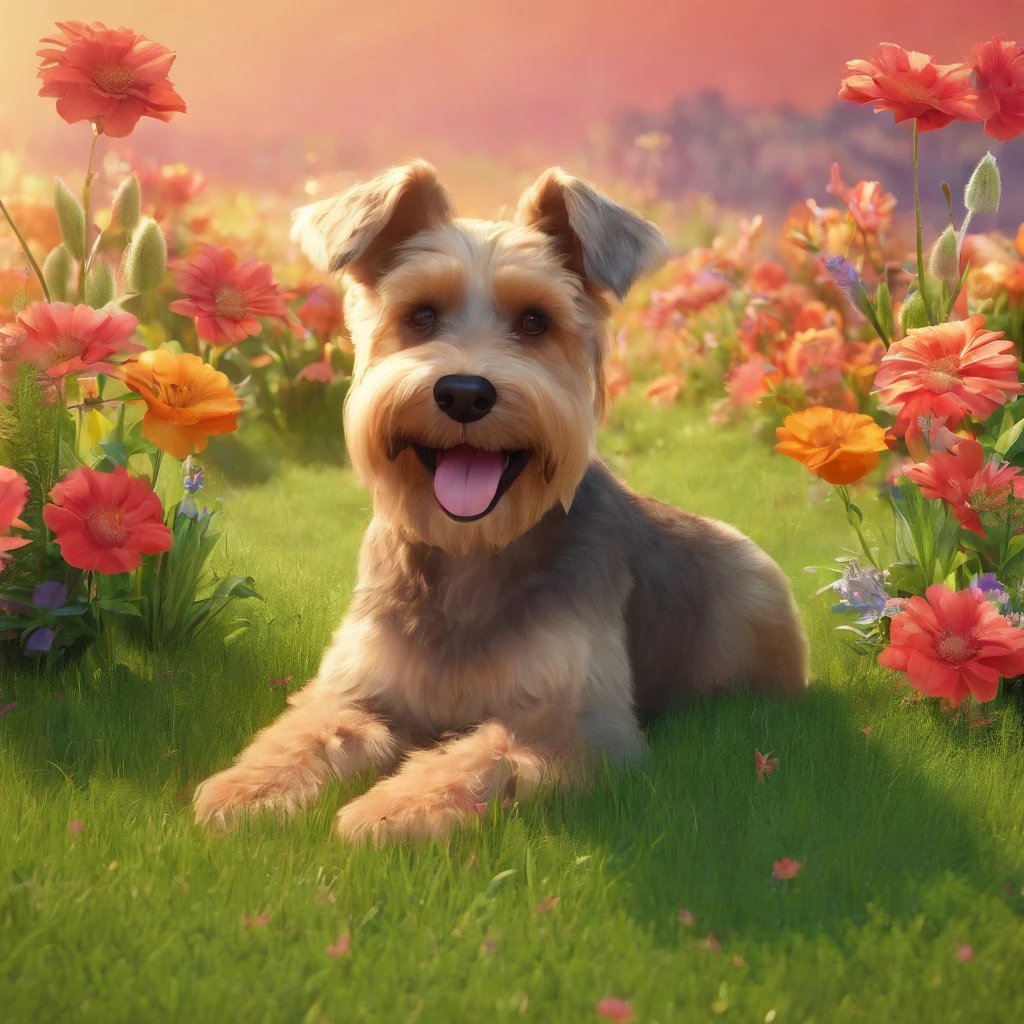 (Lucas:1.1,smiling:1.1,15-year-old:1.1,human:1.1,boy:1.1), (Bolt:1.1,schnauzer:1.1,dog:1.1), (garden:1.1,beautiful:1.1,relaxing:1.1), (lush green grass and colorful flowers), (best quality,highres:1.2), (portrait,photorealistic,concept artist style:1.1), (warm and vibrant color palette), (soft natural sunlight illuminating the scene)