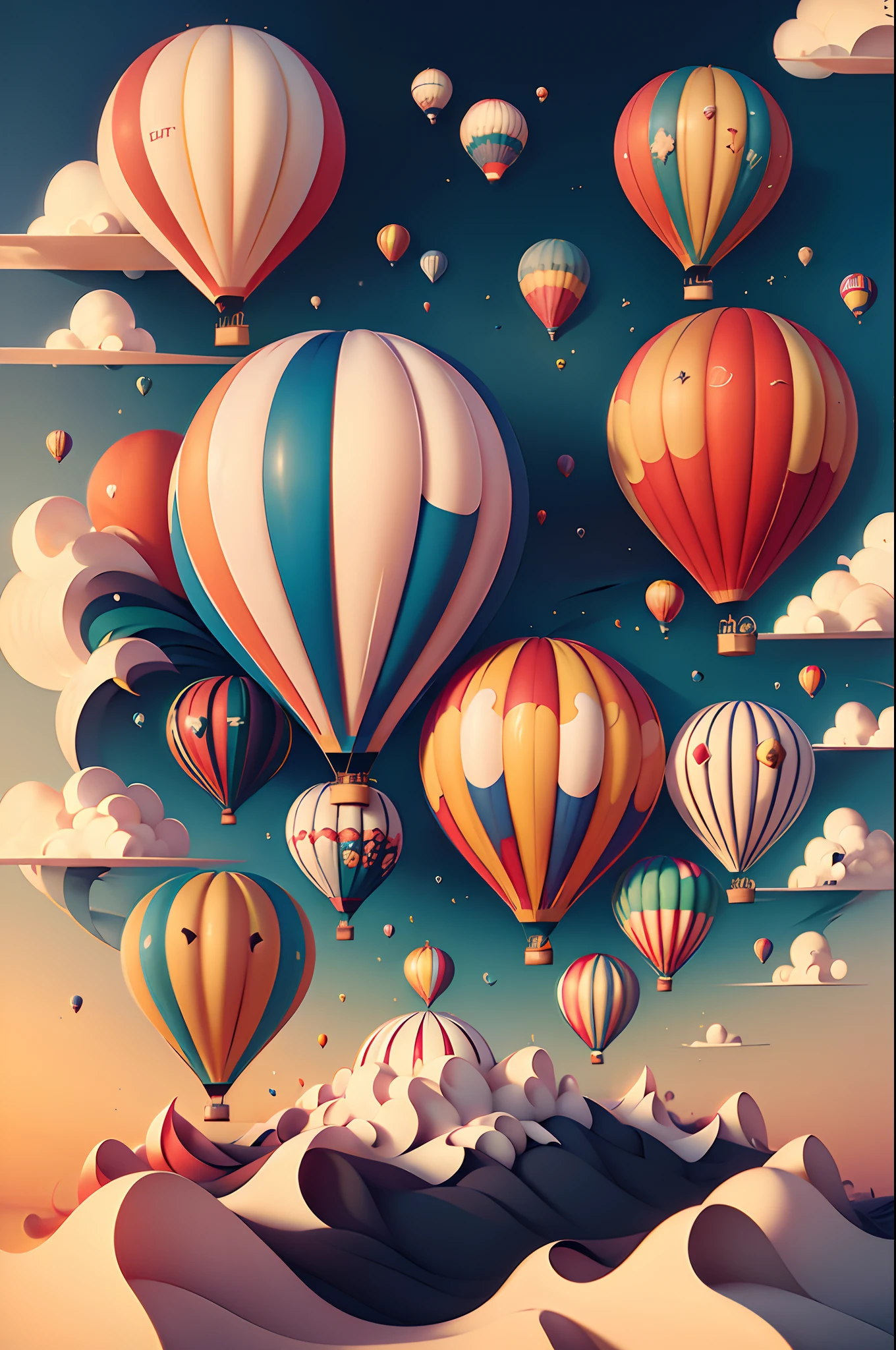 hot air balloon,beautiful sky
