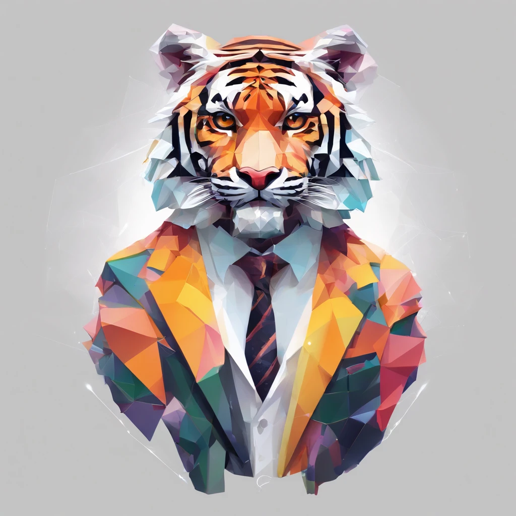 Perfect alignment, Cute little tiger in a jacket,Crystal vases,Rose flower, wearing sunglasses, cheerfulness, Standing position, abstract beauty, centered, looking at the camera, facing the camera, On the way to perfection, dynamic, Highly detailed, Smooth, sharp-focus, 8K, high-definition resolution, illustartion, art by Carne Griffiths and Wadim Kashin, whitebackground