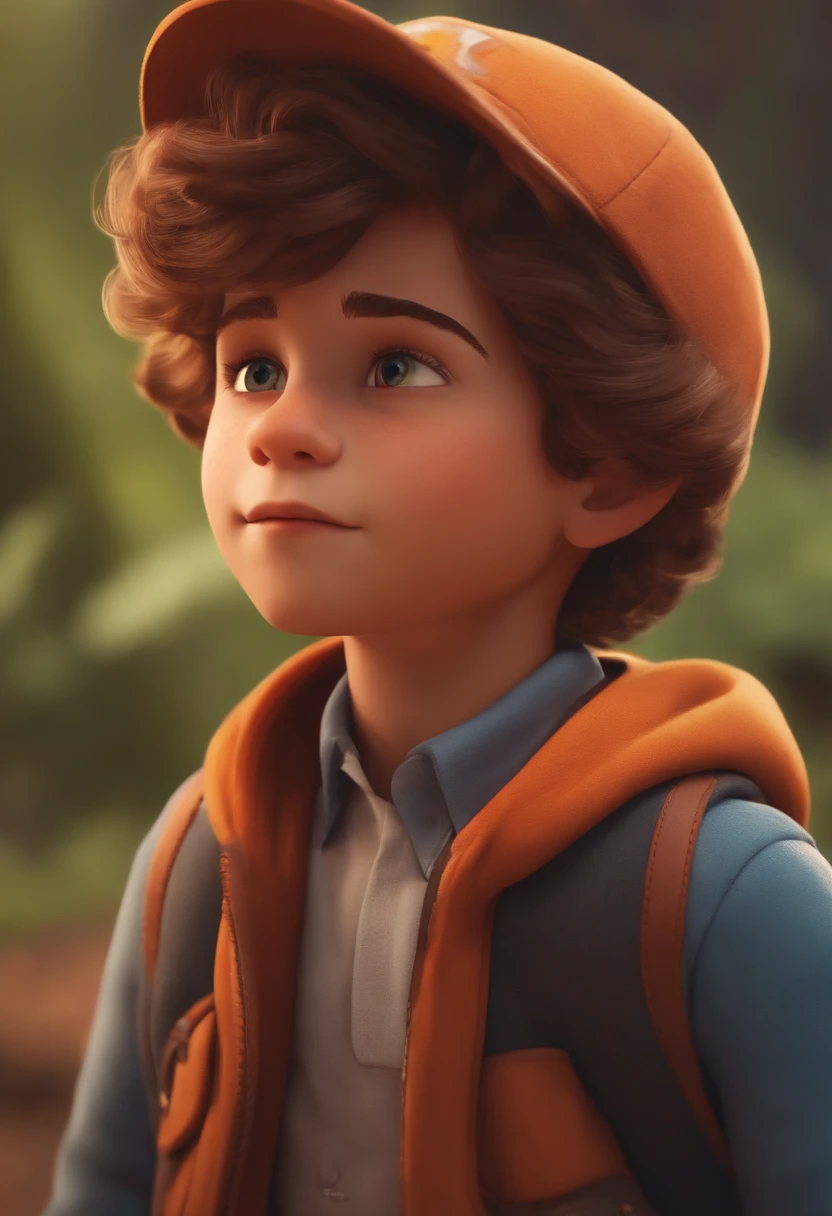 Image of a boy for a story in a YouTube video in Pixar format, He's the little allabester, He's the class leader, He's outgoing, Playful and gets up for a lot of things, cabelo curto