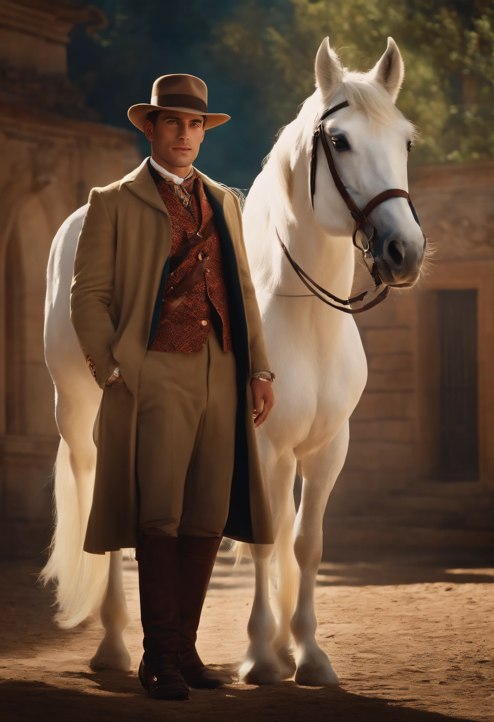 filme cassino ease 2023 estilo filmes Pixar, Com nome "cassino ease", poster, with credits brunette man with white horse