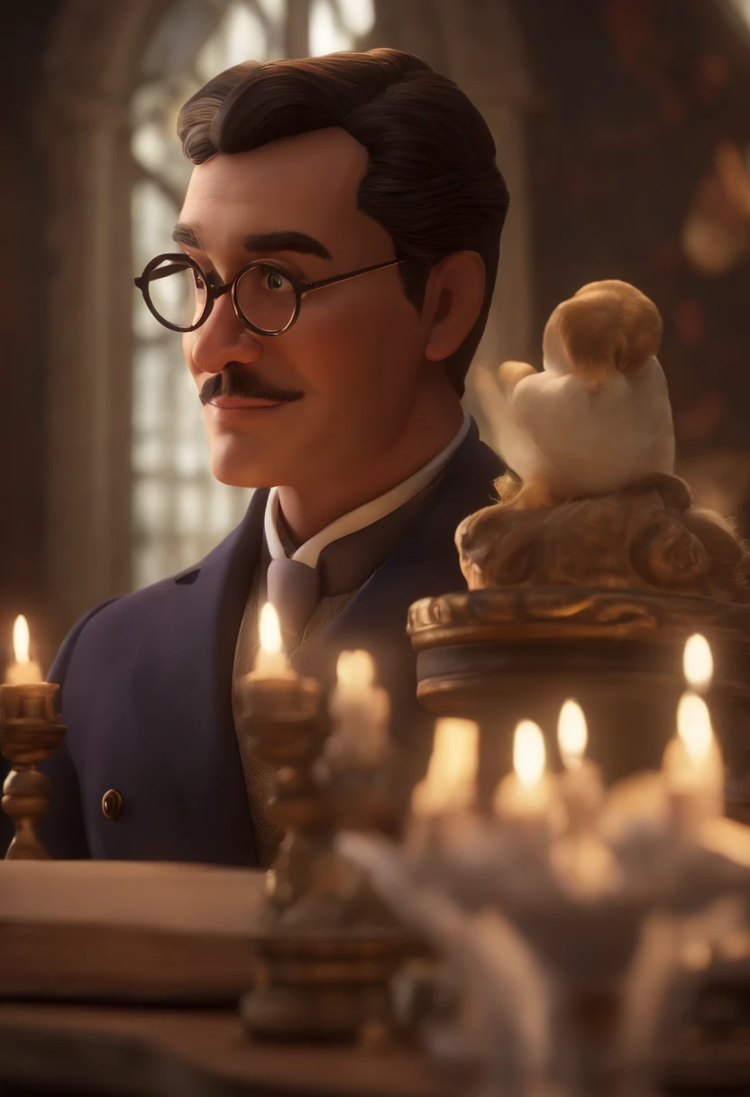 (best quality,4k,highres,masterpiece:1.2),ultra-detailed,(realistic:1.37),(close-up,detailed) rendering of a (male) (councilor:pensive) (looking deeply:fascinated) at a (dream project:ambitious plan) inspired by Pixar animation. The (councilor's face:expressive and captivating) takes center stage, capturing the (dreamlike:otherworldly) essence. The project exudes creativity with (vibrant colors and intricate details),(magically:imaginatively) bridging reality and imagination. The councilor's facial expressions divulge a sense of (awe and enthusiasm:awe-inspiring wonder) as they examine the (impressive:detailed) design. The scenery around the councilor is filled with references to popular Pixar films, creating a (dreamlike:whimsical) atmosphere. The lighting enhances the (dreamlike) quality, casting (soft:subtle) and (warm) illumination on the councilor's face, adding depth and (gentle) shadows that accentuate the intricate expressions. Color tones subtly shift between (warm) and (cool) hues, contributing to the (captivating) ambiance. The attention to (ultra-fine) details, such as individual strands of hair and precise facial features, brings the scene to life, providing a sense of (photorealism) and (depth). With this prompt, Stable Diffusion will create a mesmerizing artwork that combines the councilor's fascination, dream-like elements from Pixar animation, and an immersive atmosphere that leaves viewers enchanted.