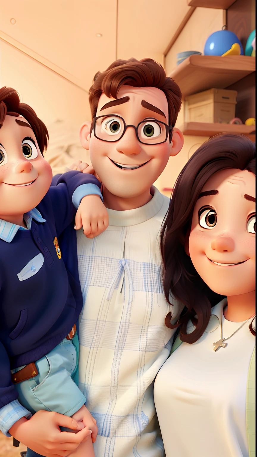 A and two adults posing for a Disney Pixar Style photo,
alta qualidade, melhor qualidade