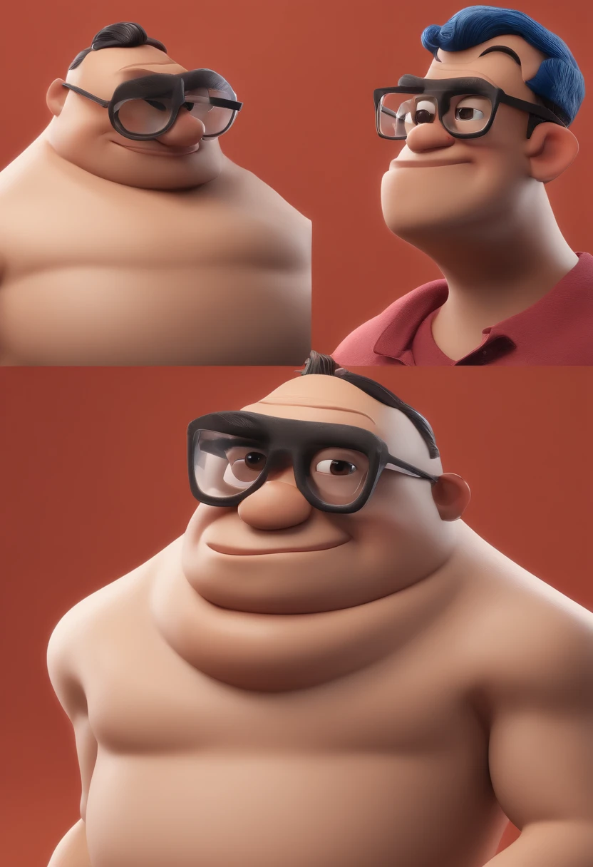 Cartoon character of a man with black glasses and a blue shirt, animation character, Caractere estilizado, animation style rendering, 3D estilizado, Arnold Maya render, 3 d render stylized, toon render keyshot, Personagem 3D, Personagem 3D, 3d rendering stylized, 3 d character render, personagem de desenho animado, Personagem de close up, Pose de personagem,  (Estilo Pixar) (master part:1.2) (Bokeh) (best quality) (pele detalhada) (textura detalhada) (8k) (argila) (Cinematic lighting) (foco nítido