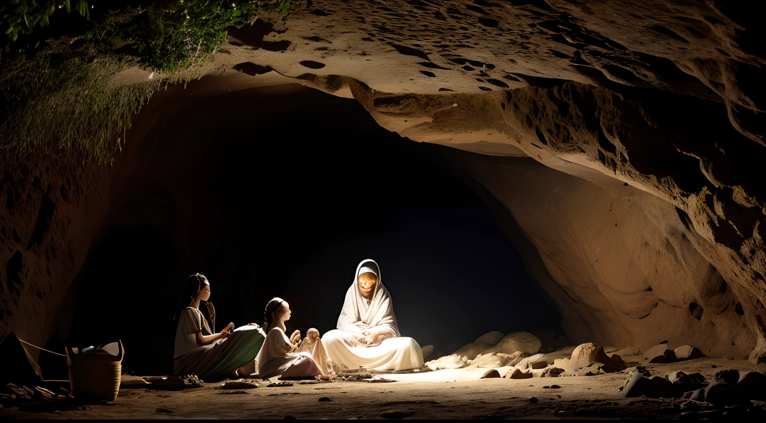 The mother gave birth to the child alone in the cave during the time of the prophet Abraham cachoeira dentro de uma caverna em uma floresta tropical