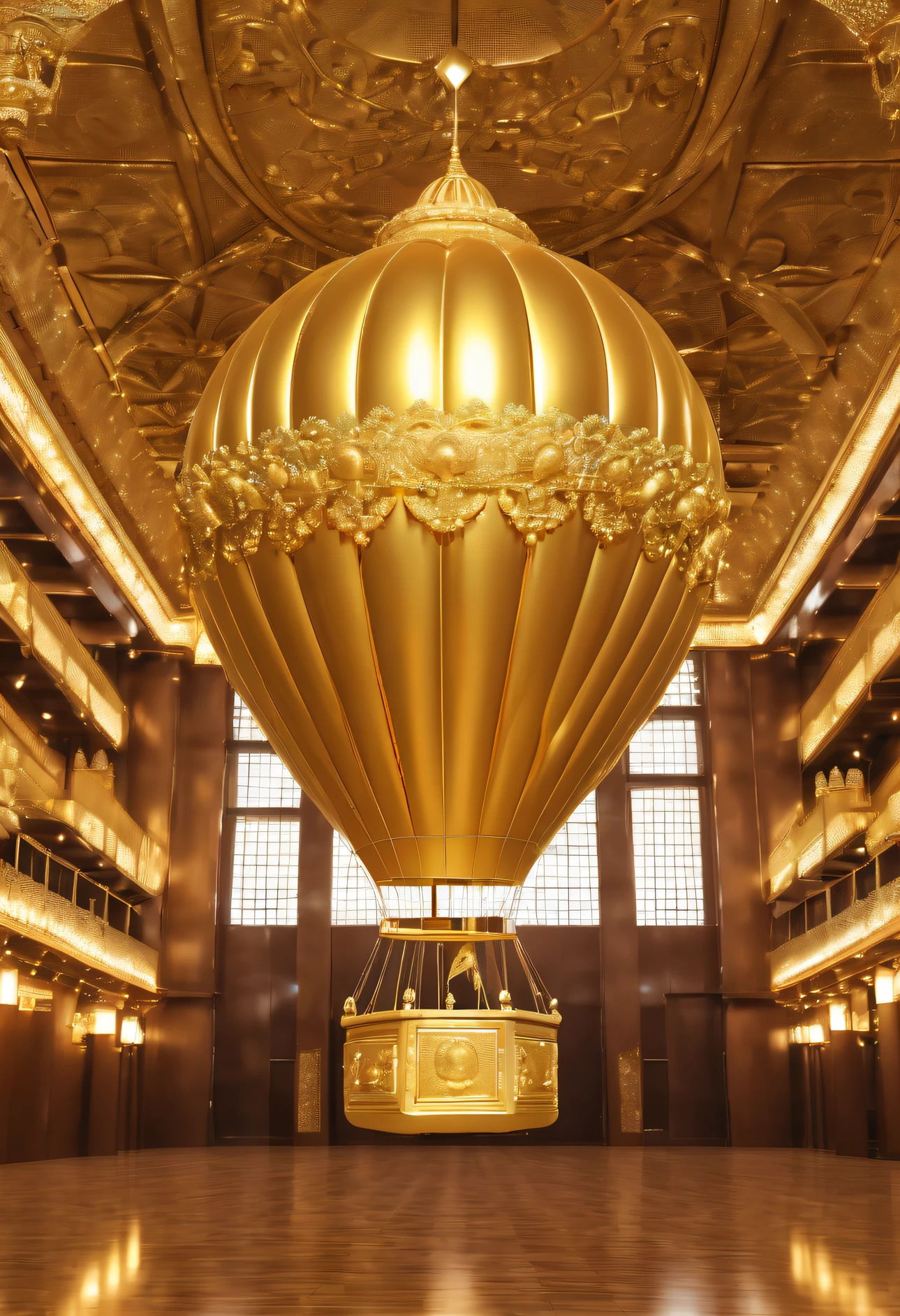 A hot air balloon made of pure gold,It is impossible to fly into the sky at all,It can only be displayed in the huge golden palace hall,No Man