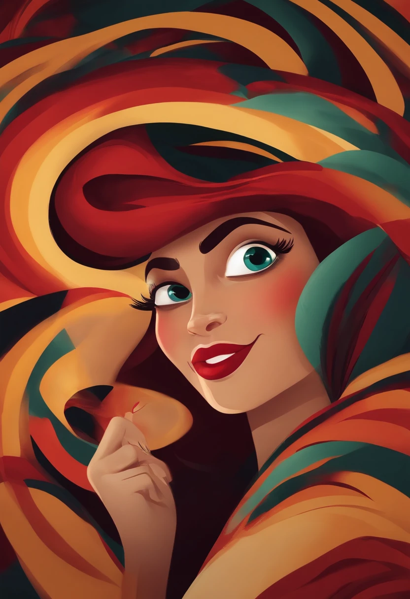 Criar uma mulher de 25 anos parda brasileira personagem no estilo pixar de olhos pretos, cabelos longos pretos, Big mouth with red lipstick celebrating birthday.