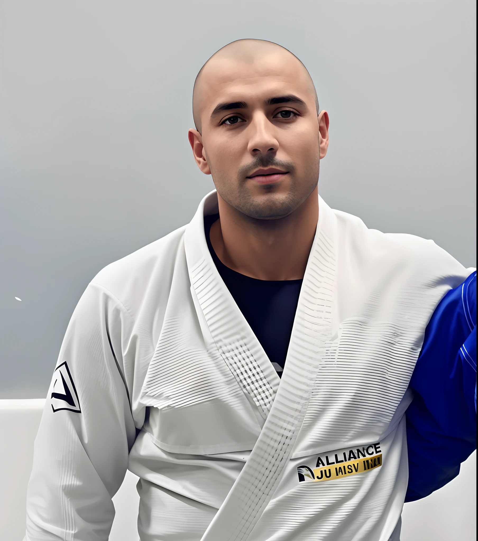 There's a man next to a man in a white uniform, vestindo um gi branco, Vitaly Bulgarov, Ivan Laliashvili, Kimura, faixa branca, diego fernandez, George Doutsiopoulos, Alejandro Mirabal, Christian Dimitrov, Ronaldo Nazario, Alexandre Trufanov, joe alves, Elias Chatzoudis