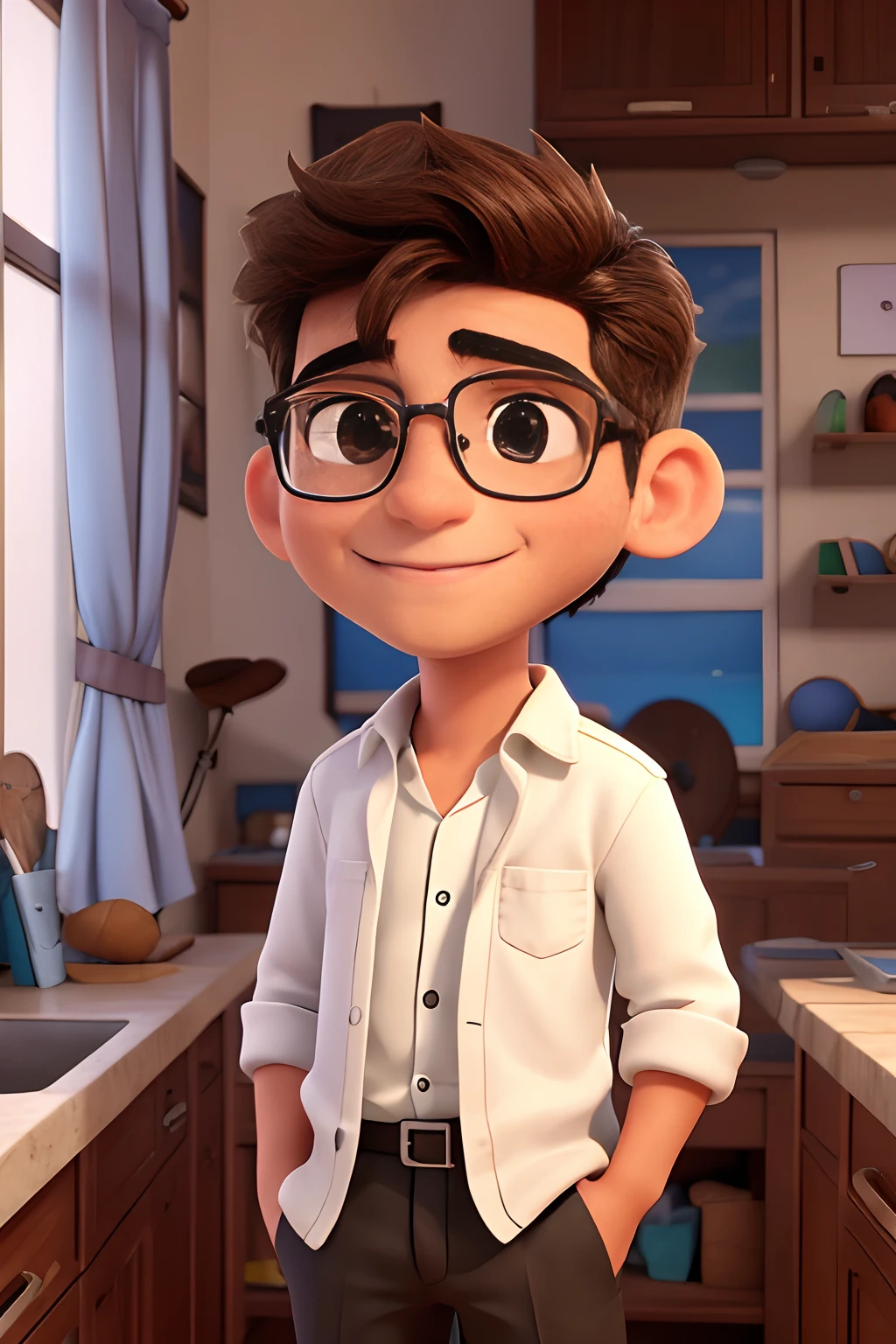 quero um desenho de um de 18 anos sorrindo, de cabelos ruivo e oculos redondo