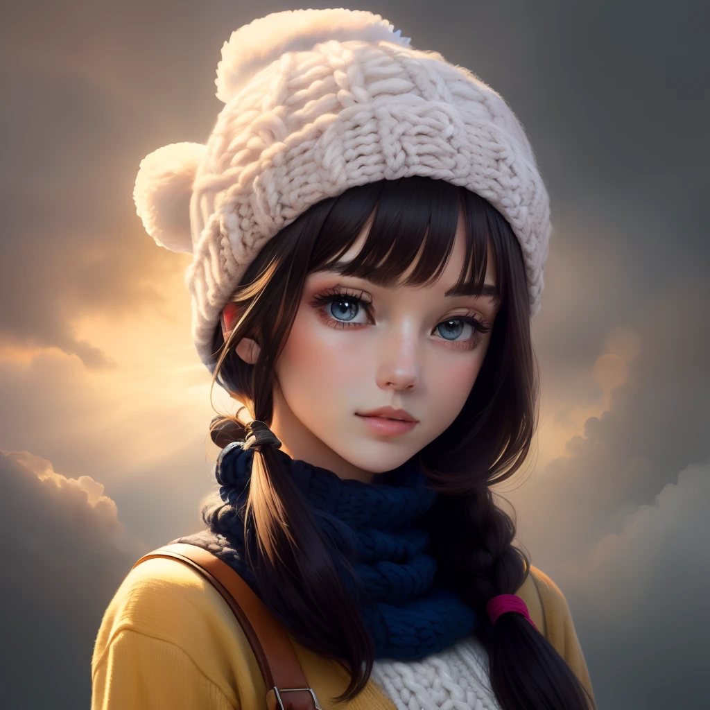 poneyTail　knit hat　quadratic element