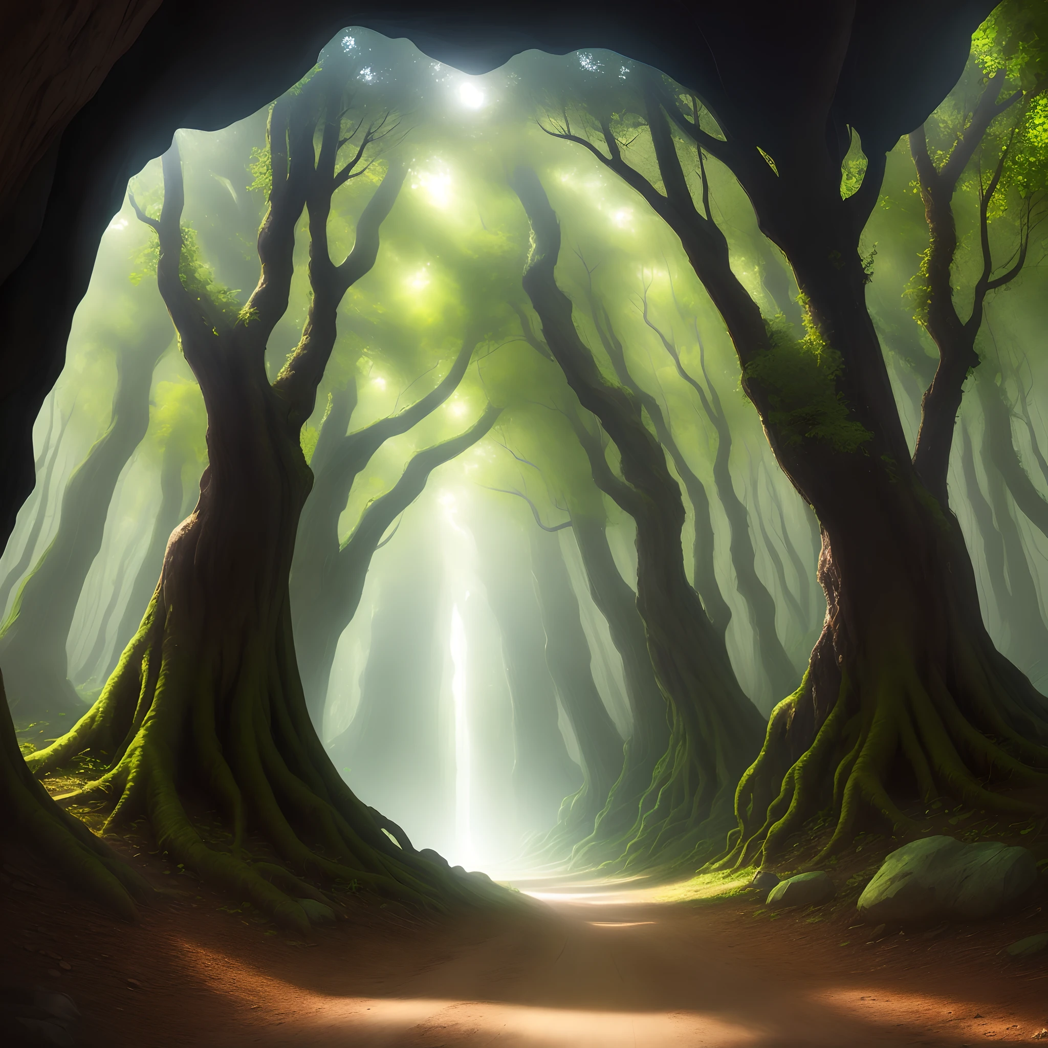 Forest in a mirror cave