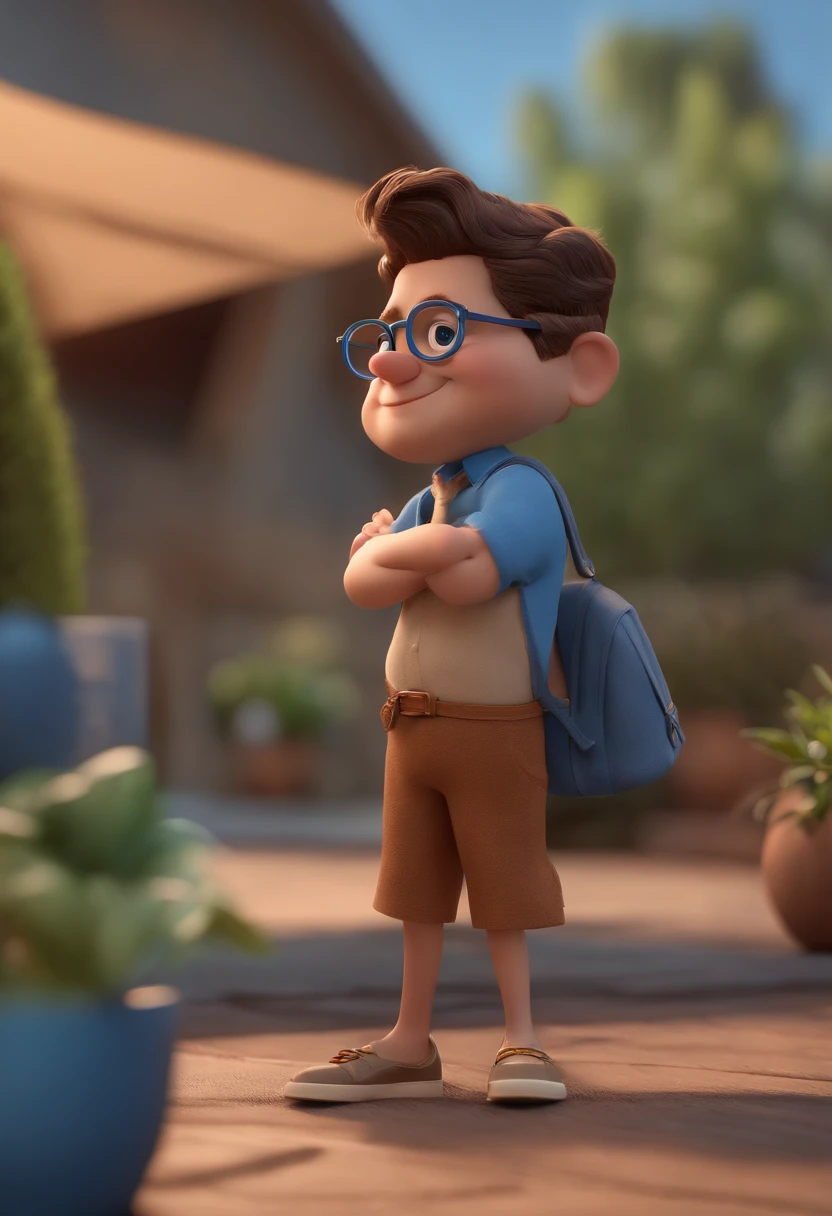 Cartoon character of a man with black glasses and a blue shirt, animation character, Caractere estilizado, animation style rendering, 3D estilizado, Arnold Maya render, 3 d render stylized, toon render keyshot, Personagem 3D, Personagem 3D, 3d rendering stylized, 3 d character render, personagem de desenho animado, Personagem de close up, Pose de personagem, (Estilo Pixar) (master part:1.2) (Bokeh) (best quality) (pele detalhada) (textura detalhada) (8k) (argila) (Cinematic lighting) (foco nítido