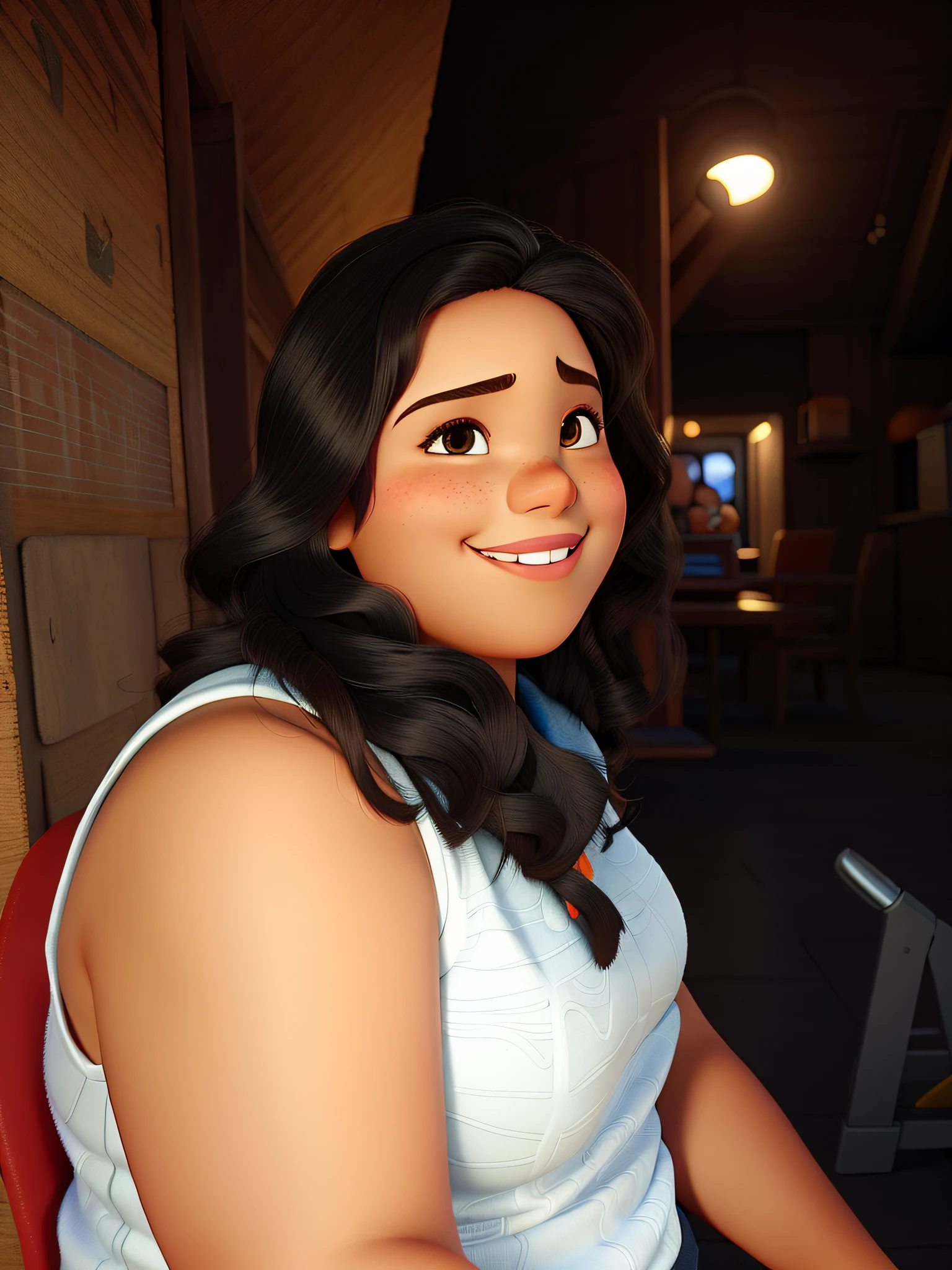 Uma rapariga morena estilo disney pixar, alta qualidade, melhor qualidade