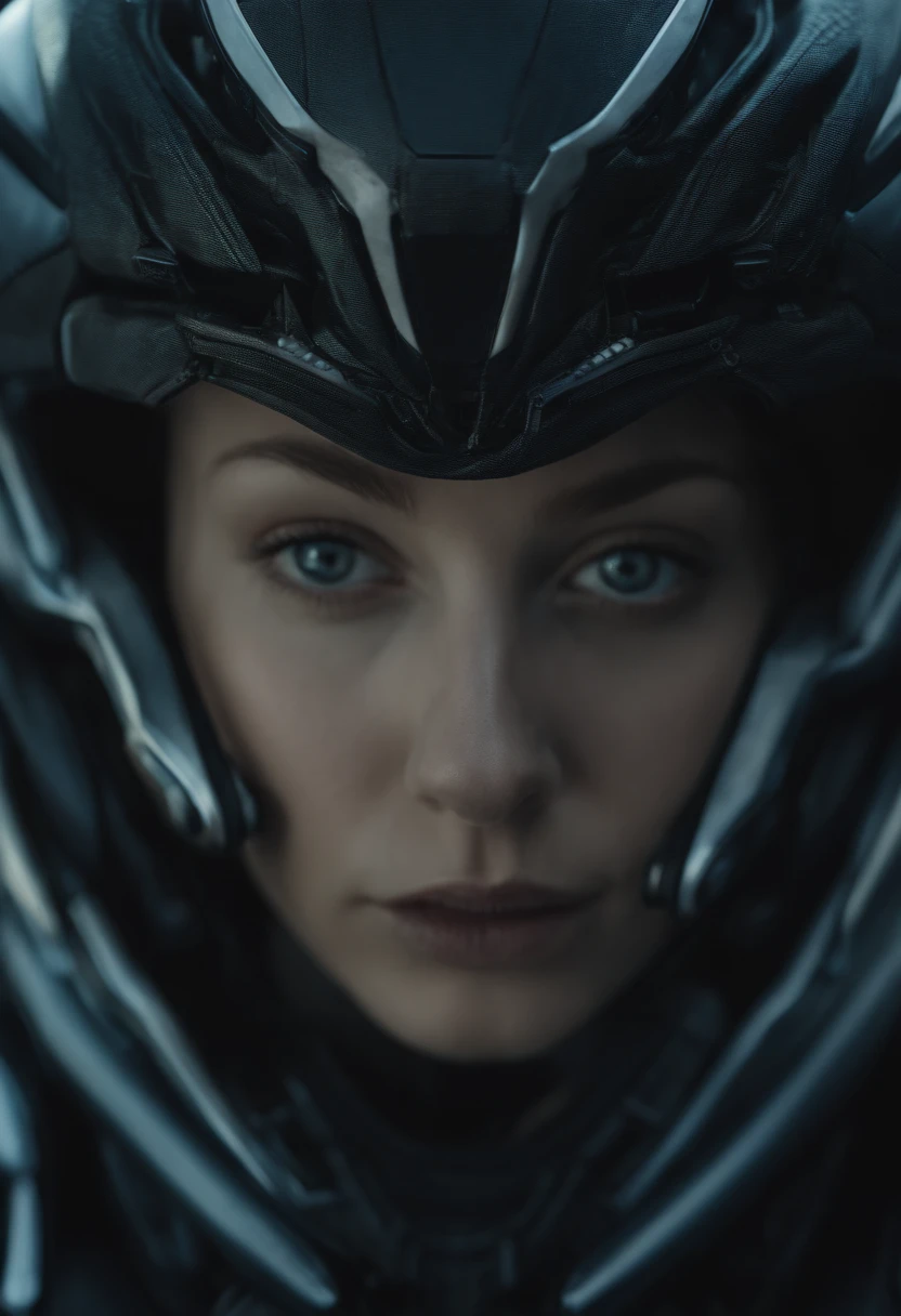 a close up of a person with a strange face and a weird head, de um filme 2 0 1 9 sci fi 8k, movie still of a alien cyborg, movie still of the alien girl, Motor irreal : : maquiagem rave, Deusa ciborgue no cosmos, amor morte + robots, Sci - Science Fiction Movie Still, cinza thorp, Closeup do filme VFX