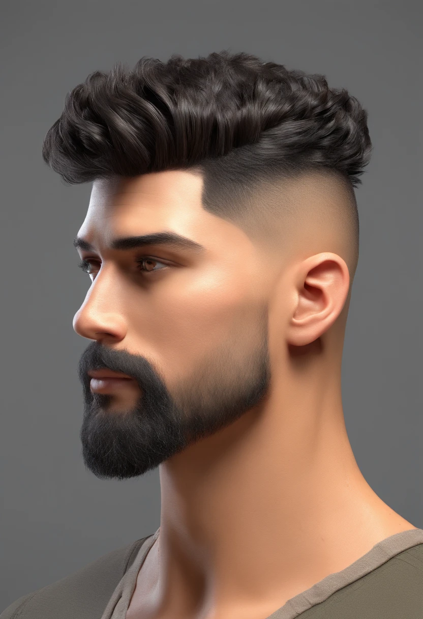 Homem cabelo curto penteado de lado preto, cor da pele pardo, olhos puxados
