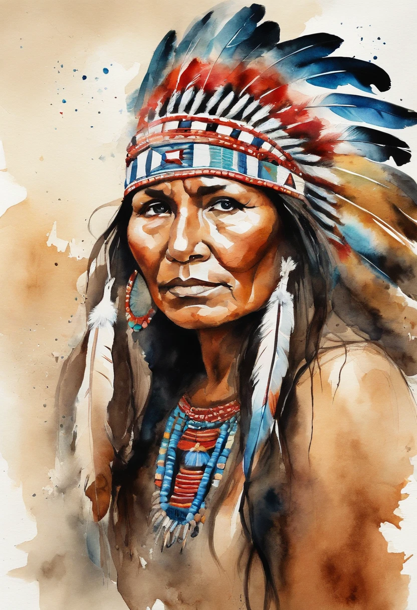 Native American beatuy, woman, designed by ppublish, feather, colors