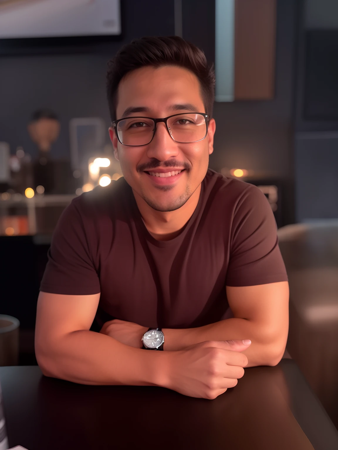 homem sorridente em copos sentado em uma mesa com um bolo, taken in the early 2020s, foto de perfil headshot, Michael Okuda, Cristiano Orrillo, Fotografia tirada em 2 0 2 0, imagem do avatar, Retrato de Danny Gonzalez, imagem de alta qualidade, David Baldeon, Markiplier, Reza Afshar, David Nakayama