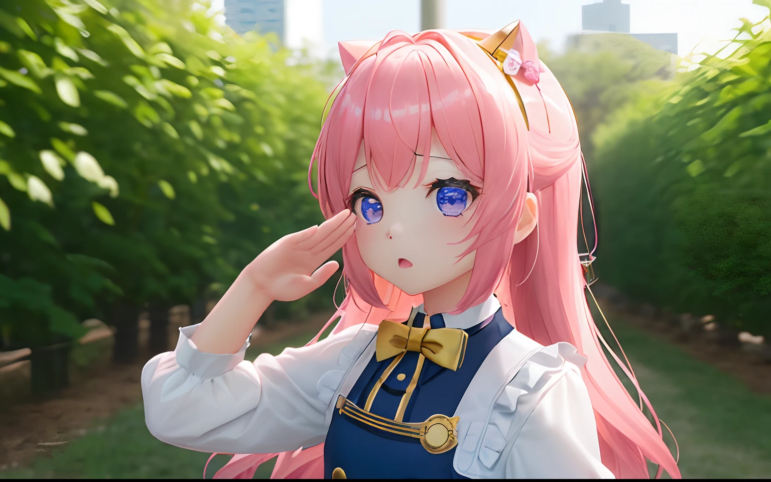 (((Girl raising her right hand and saluting)))、Pop Mart Blind Box IP、Close up of four cute knight dolls、Young One Angel Style、Wear longer, Dress fluently、Lop style、Poseline doll、Little people々々々々々々々々々々々々々。Little people々々々々々々々々々々々々々、unreal enginee 5、Light 3D/C4D production: 8K HD quality/illuminating/Ultra-fine lens description 1.5、flawless、Chibi Background/Cinematic。